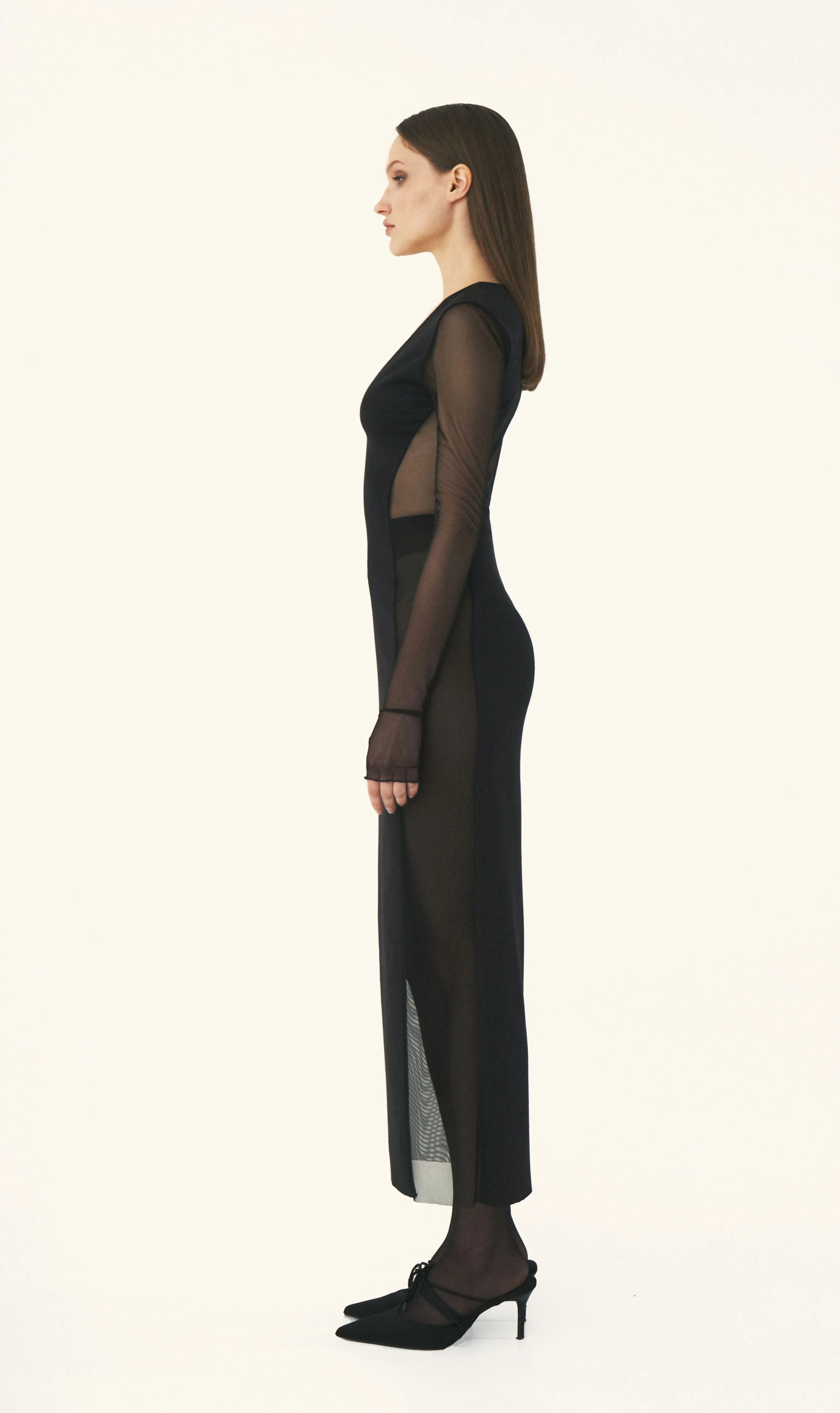 Long Sleeve Maxi Dress With Sheer Sides - Image 4