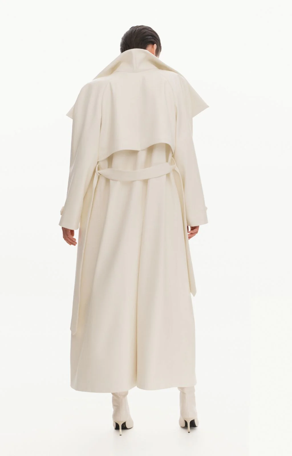 Maxi Leather Trench Coat | Ecru - Image 4