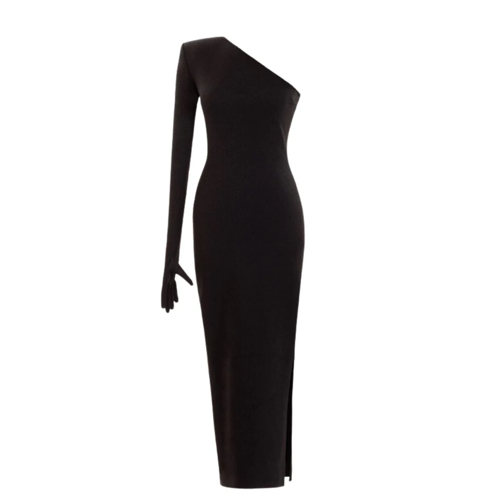 Long Sleeve One Glove Dress With A Cut