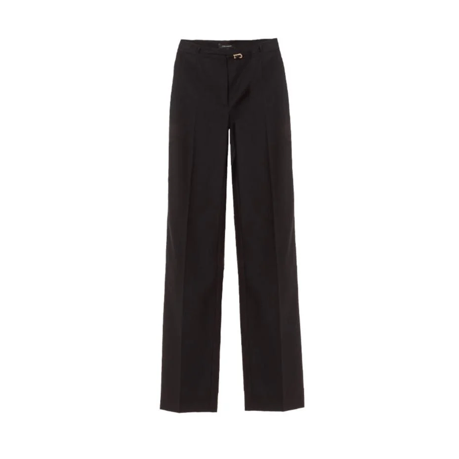 Straight Wool Pants With A Buckle