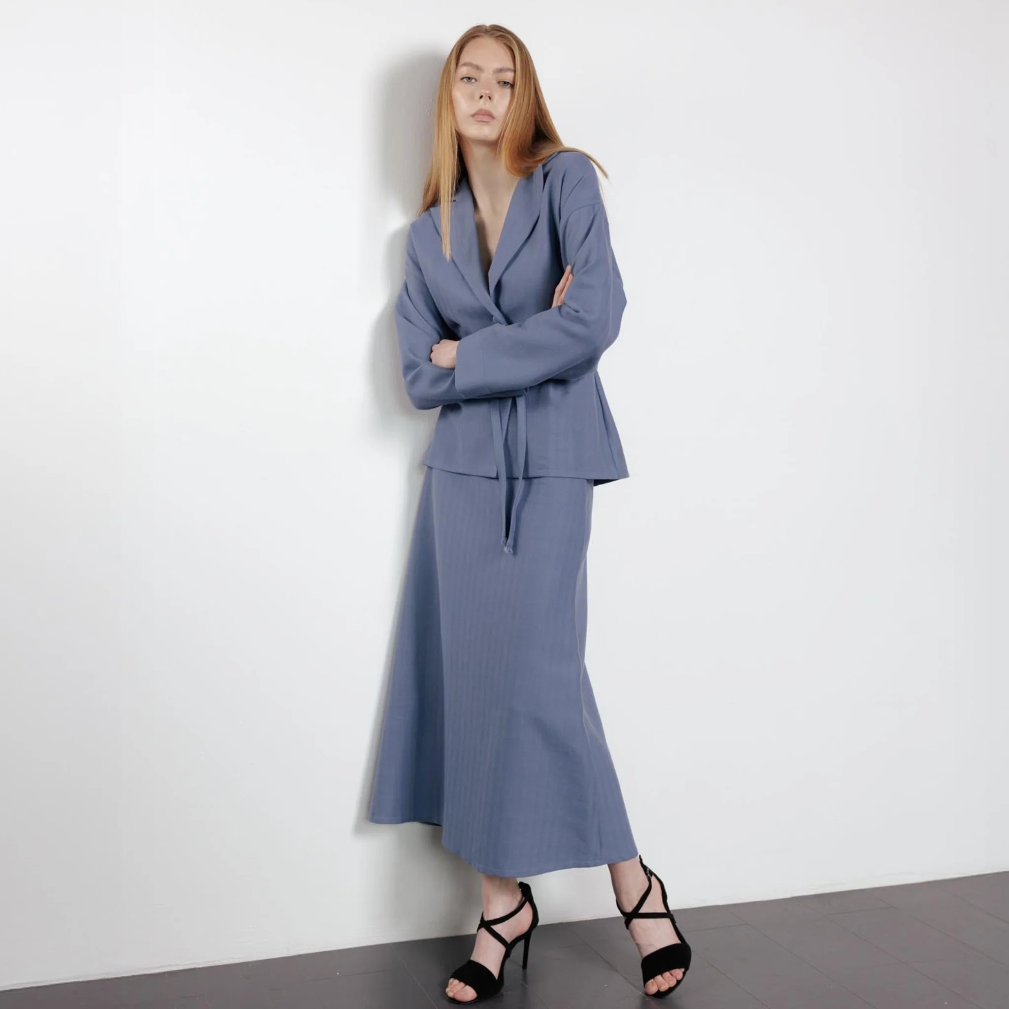 Kimono-Inspired Pale Blue Blazer - Image 2