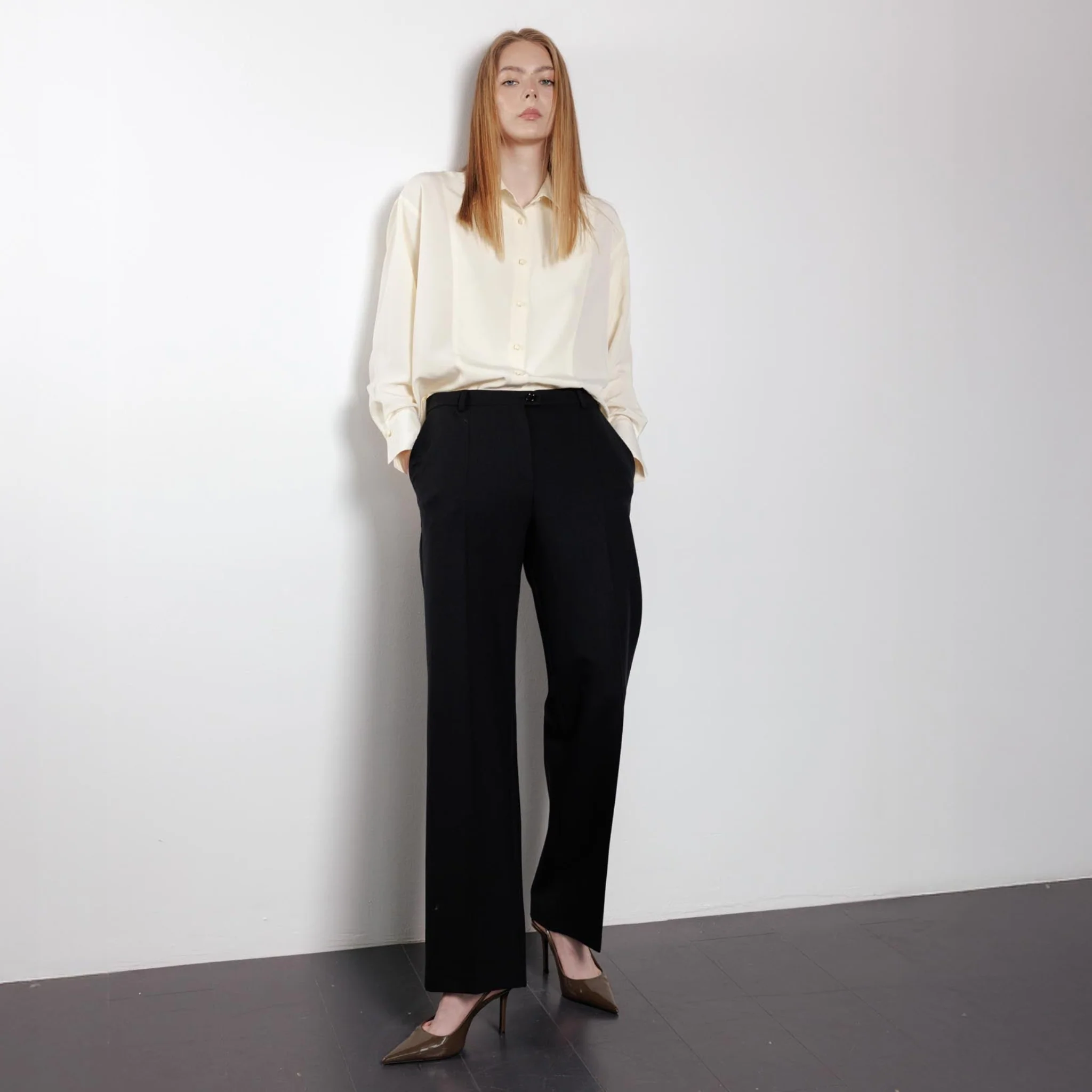 Relaxed Button-Up Cream Blouse - Image 4