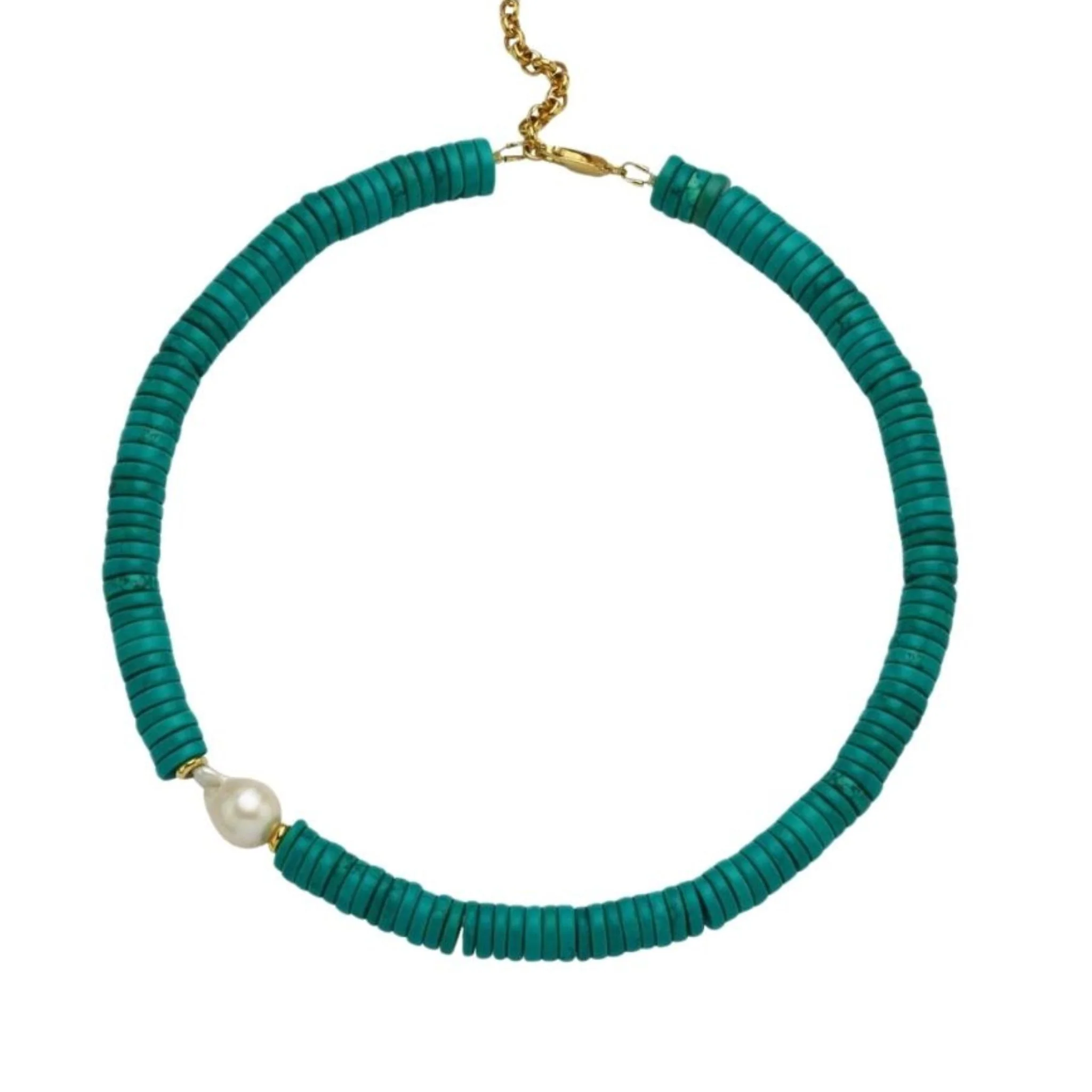Alya Chunky Turquoise Necklace with Large Pearl