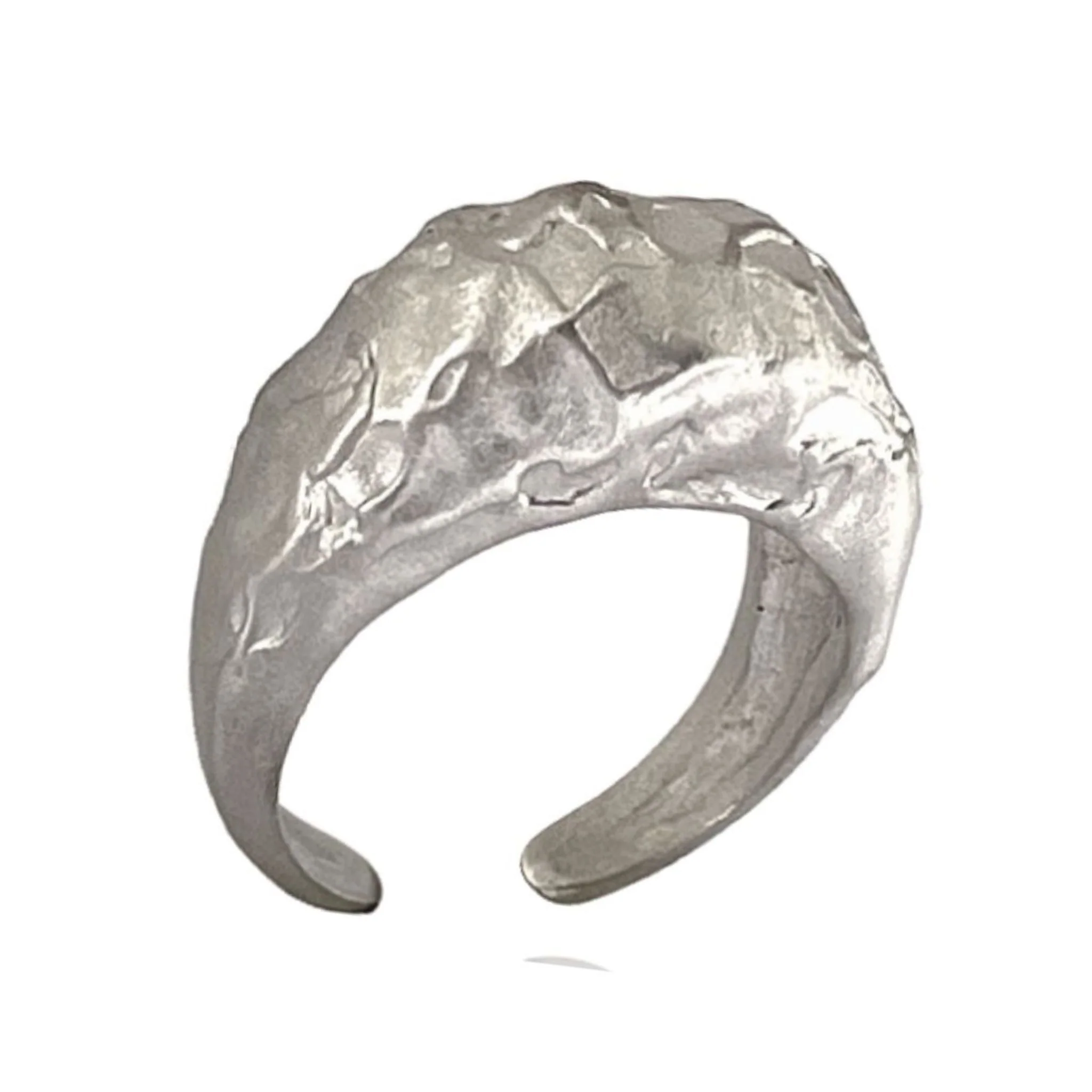 Amorphous Matte Silver Oval Ring