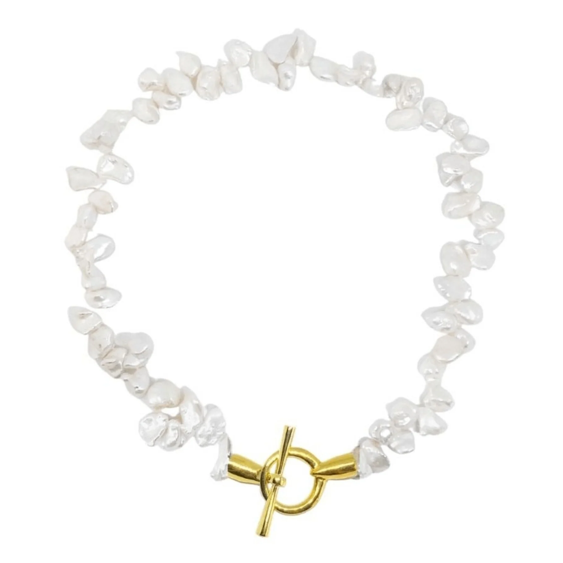 Asymmetrical Pearl Necklace | Gold