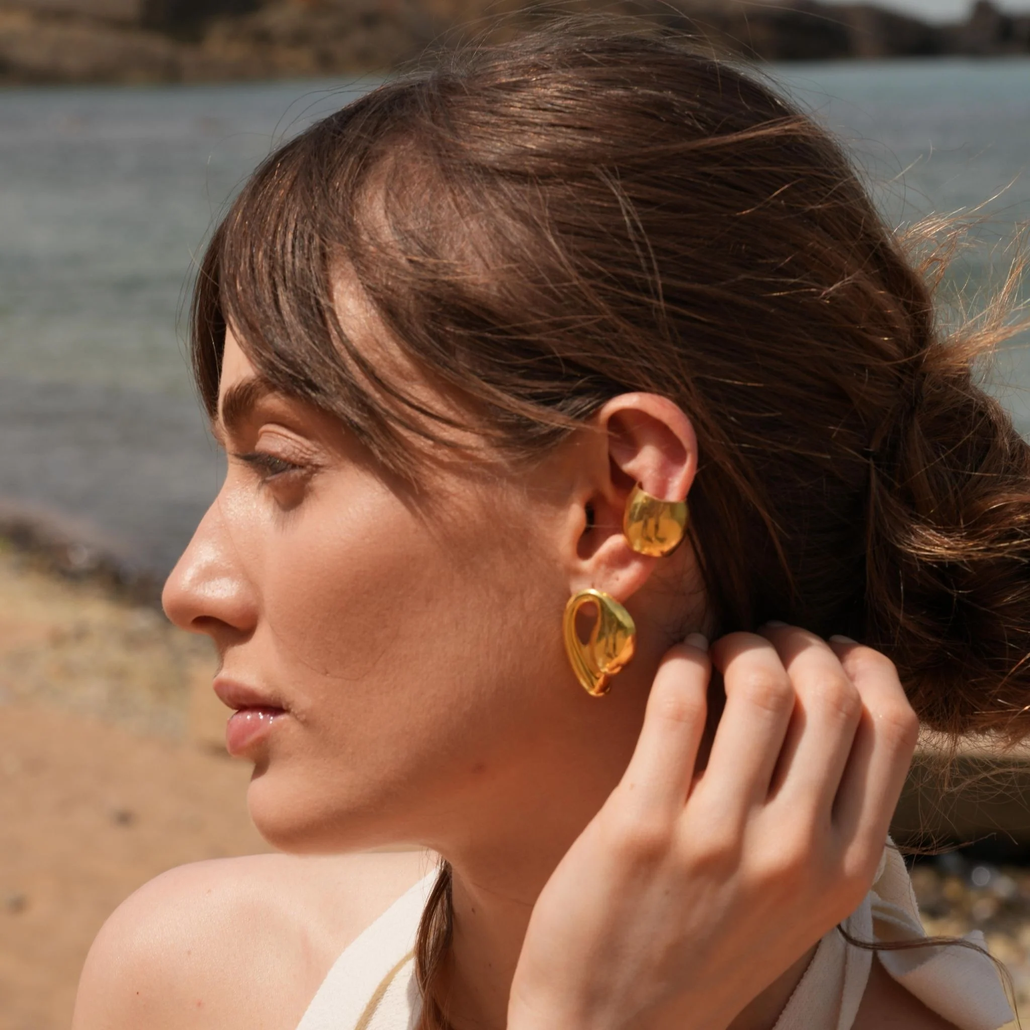 Big Ear Cuff Earrings | Gold - Image 3