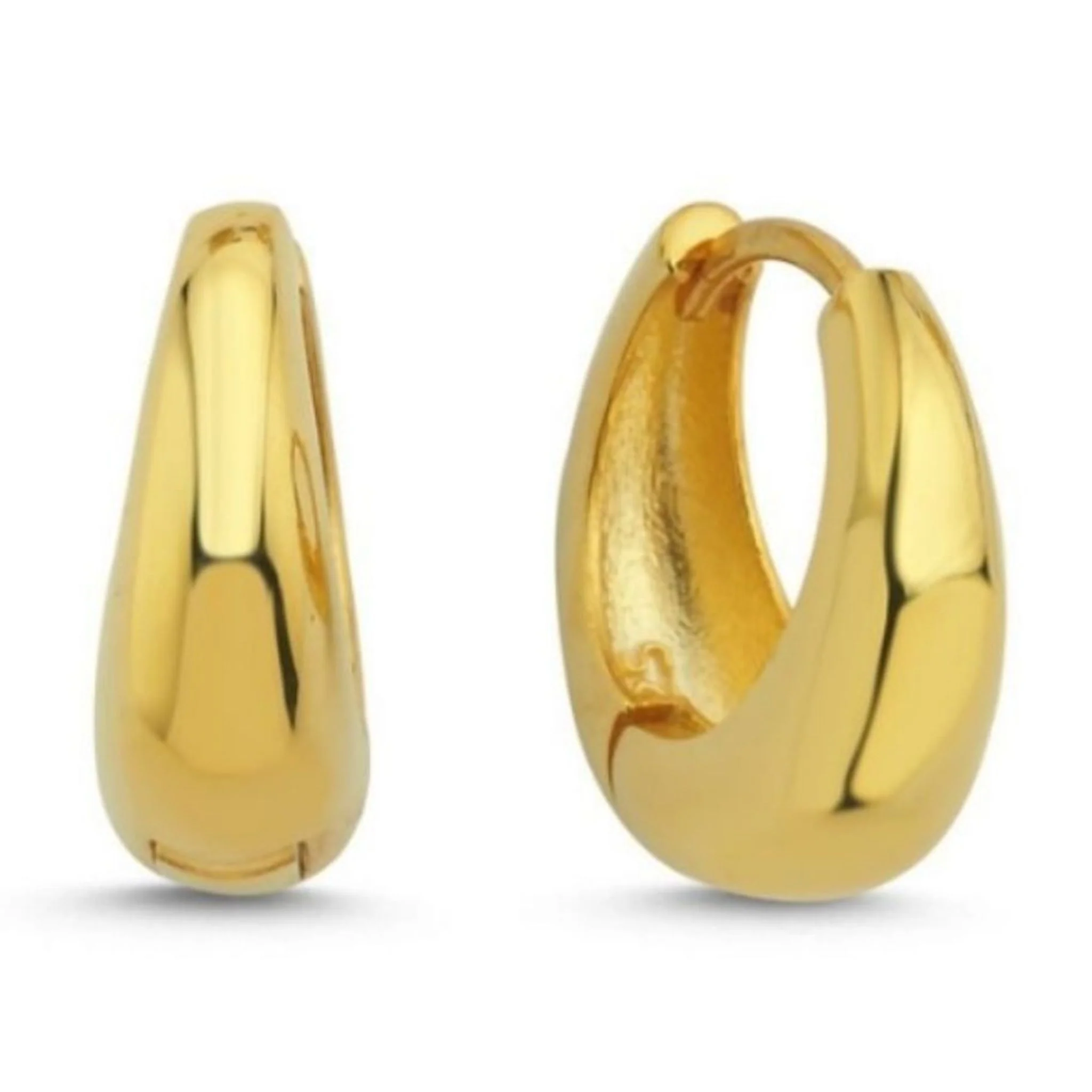 Chunky Huggie Hoop Earrings | Gold