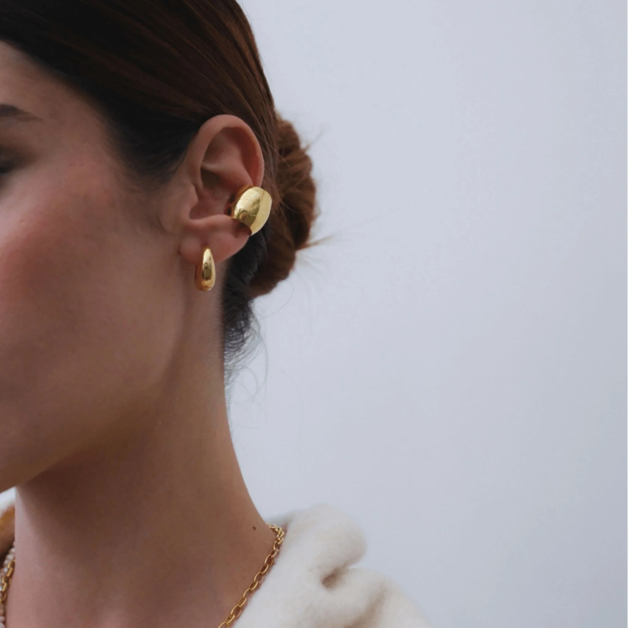 Chunky Huggie Hoop Earrings | Gold - Image 2