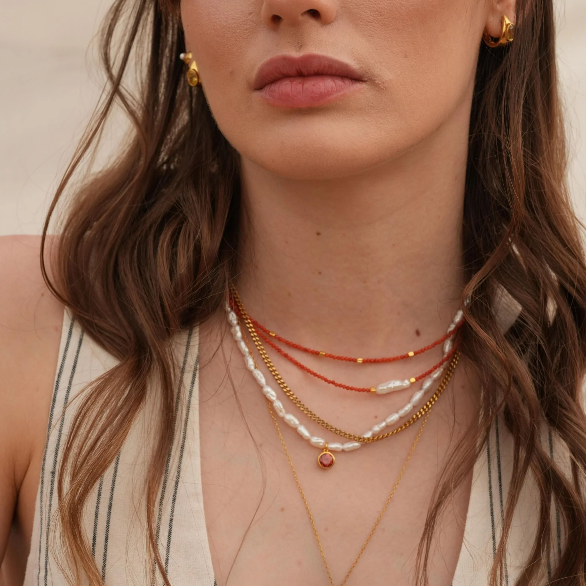 Cosmic Pearl Zodiac Necklace Orange Birthstone - Image 2
