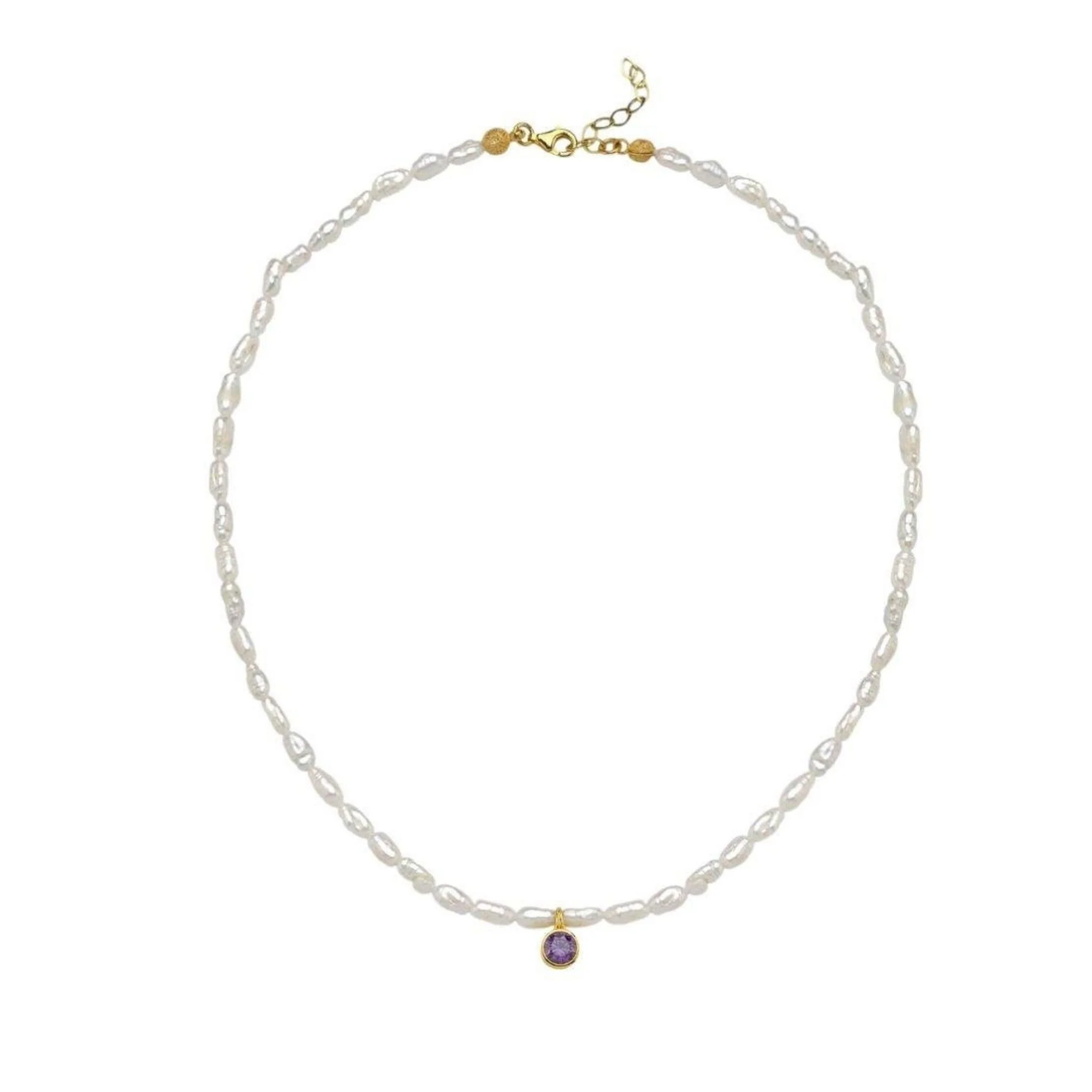 Cosmic Pearl Zodiac Necklace Purple Birthstone