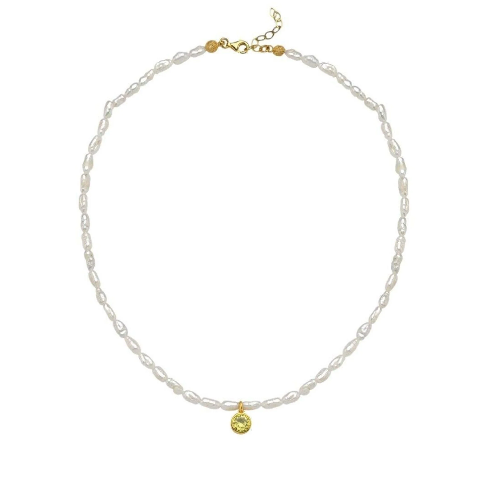 Cosmic Pearl Zodiac Necklace Yellow Birthstone