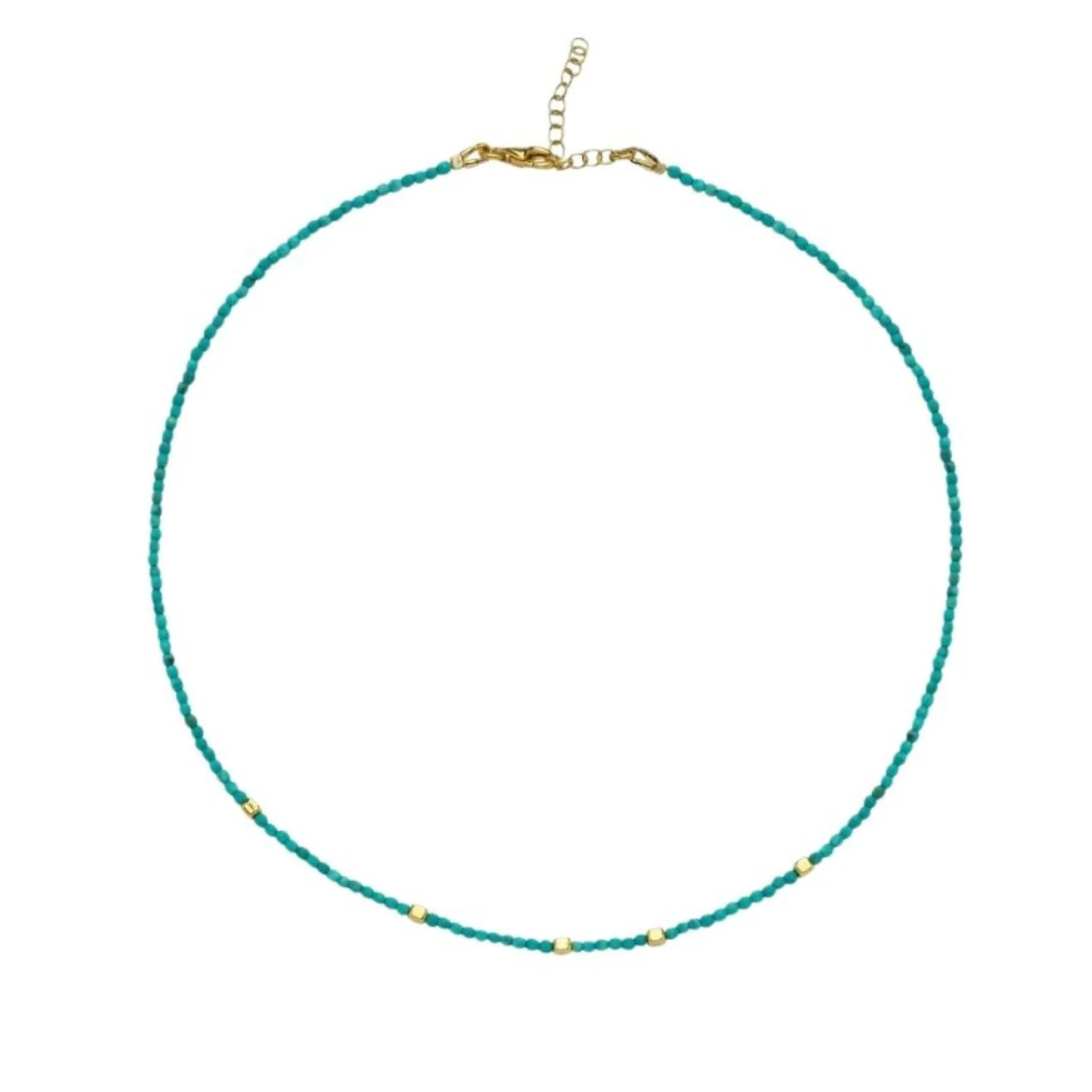 Lana Turquoise Beaded Necklace with Gold Ball Accents