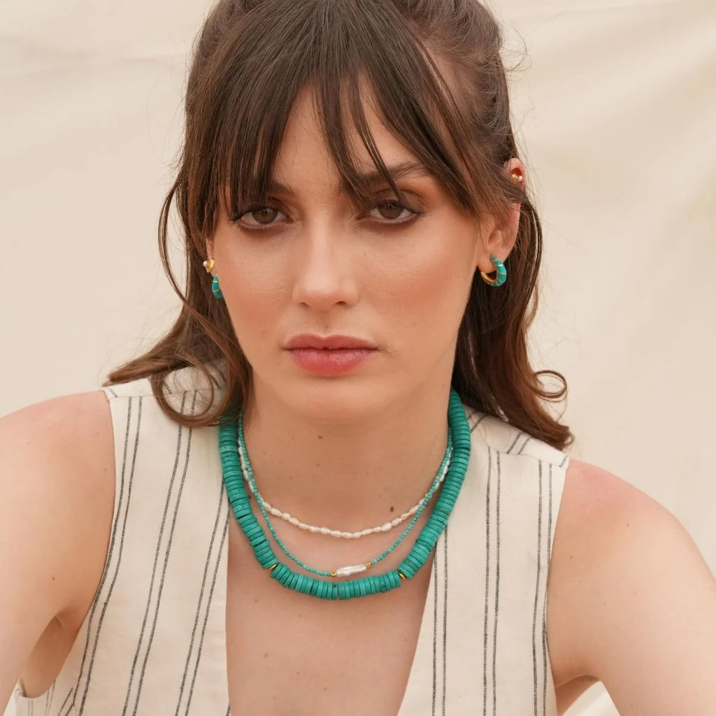 Meg Turquoise Small Pearl Necklace - Image 3