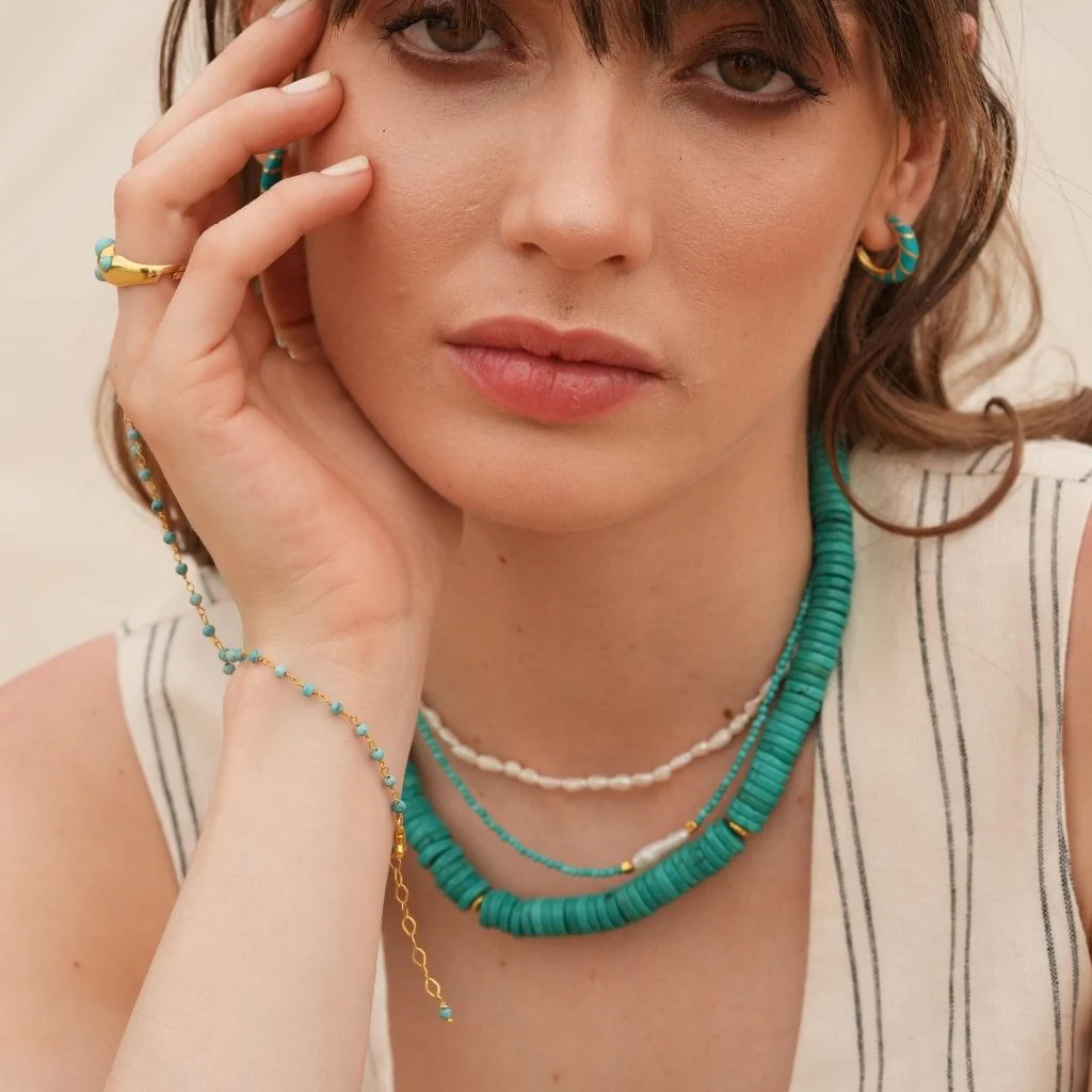 Meg Turquoise Small Pearl Necklace - Image 4