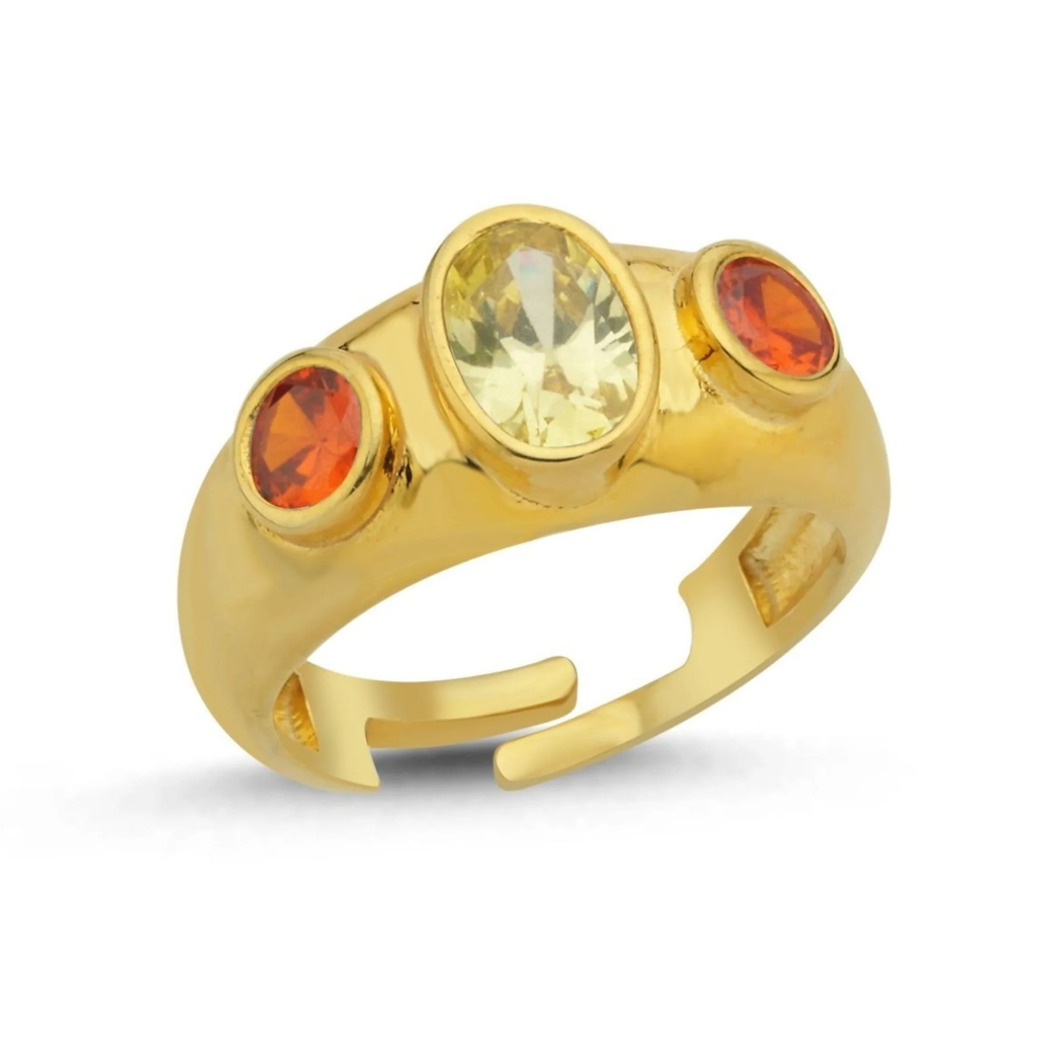 Orange Yellow Stone Signet Ring
