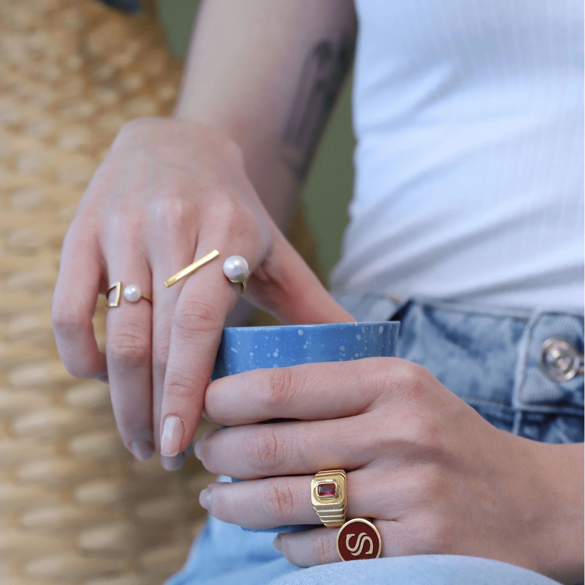 Pearl Band Ring | Gold - Image 5