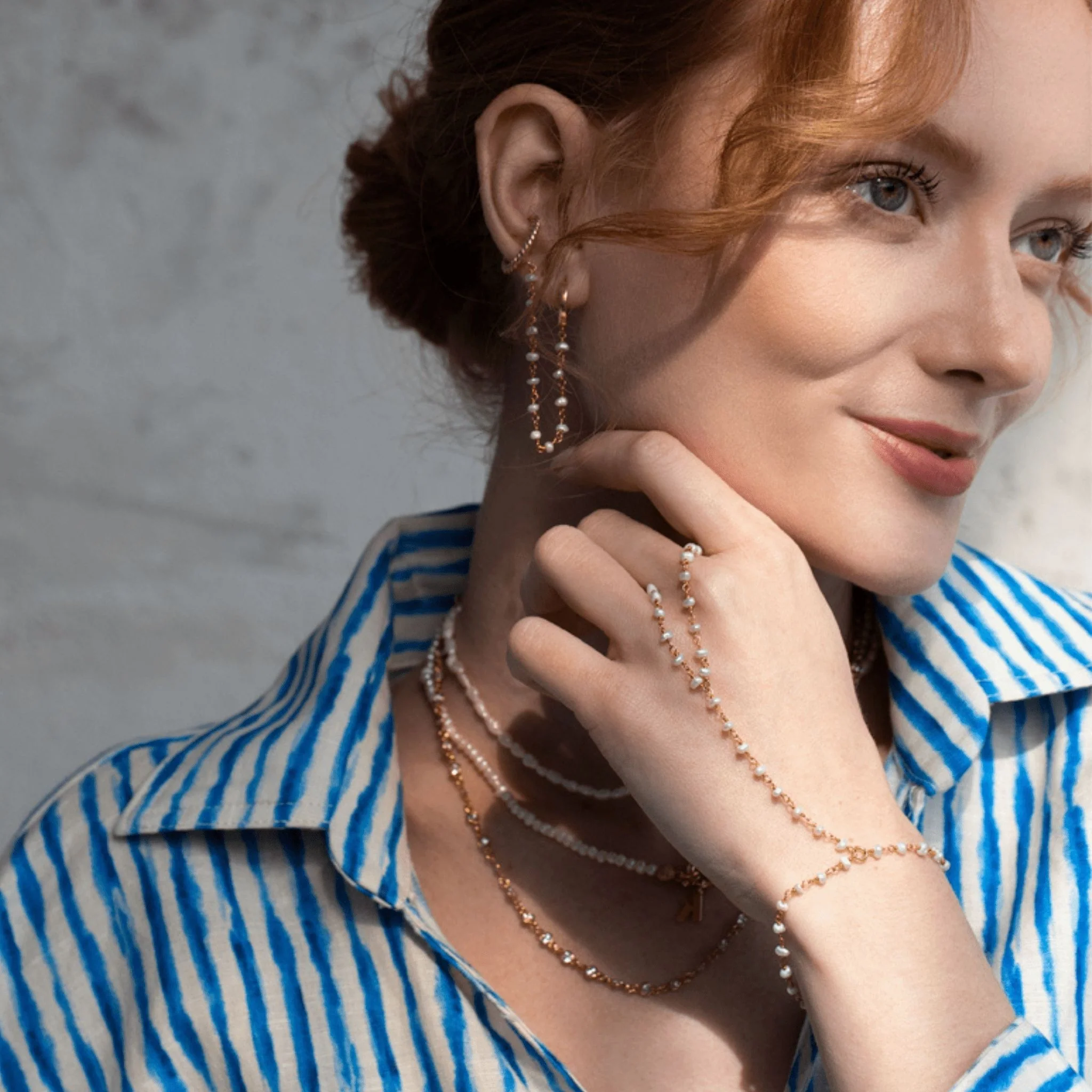 Pearl Bashmer Hand Chain Sahmaran | Gold - Image 4