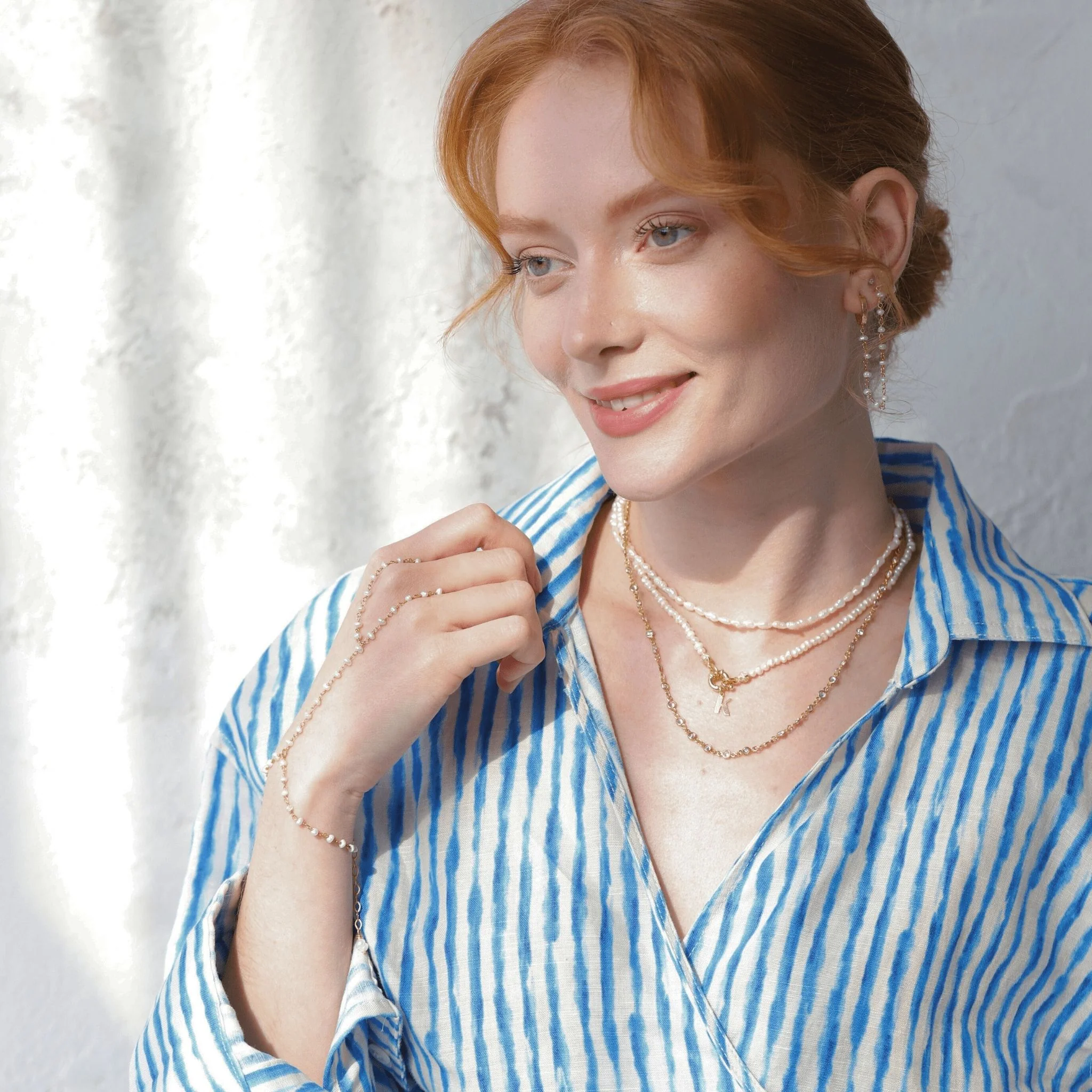 Pearl Bashmer Hand Chain Sahmaran | Gold - Image 5