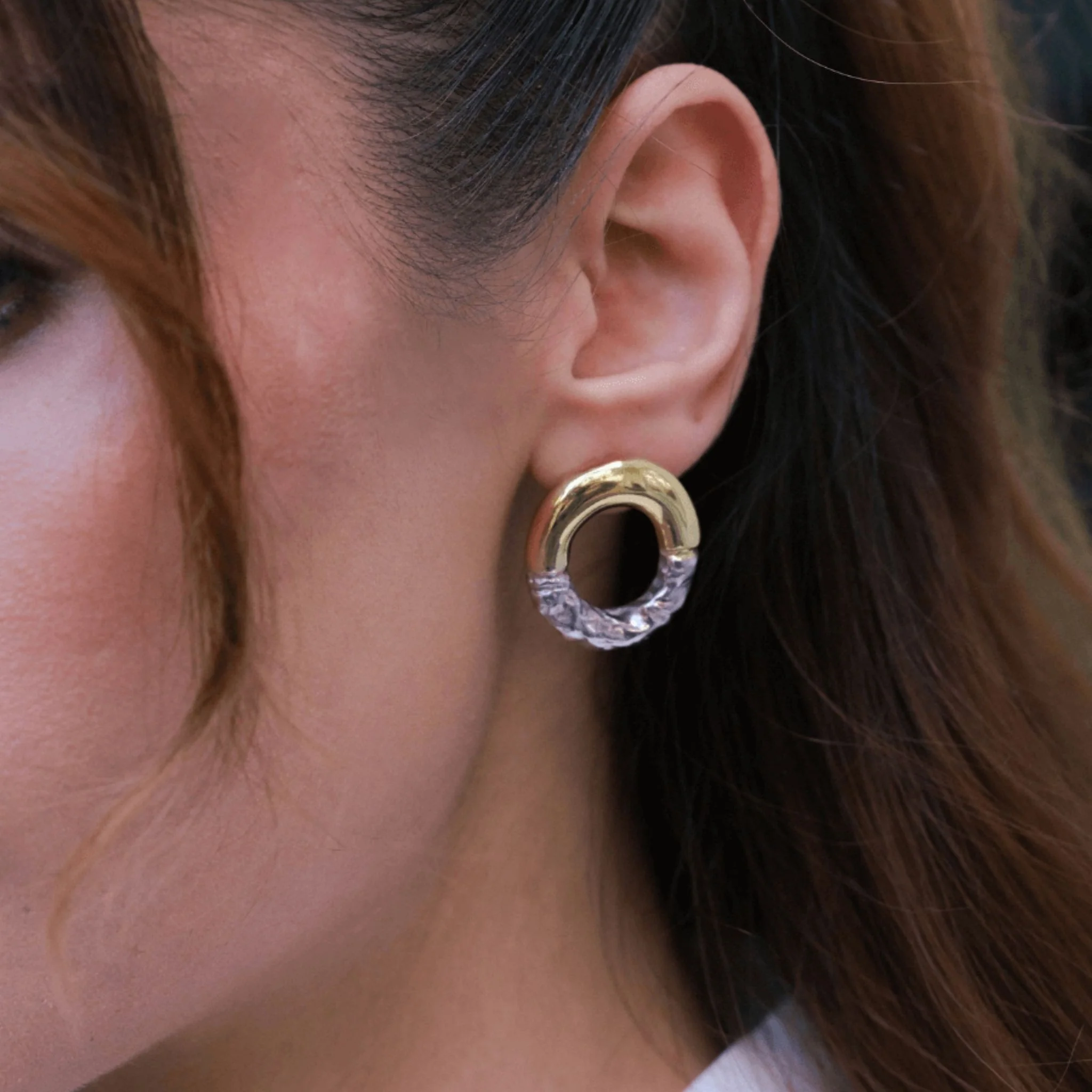 Rety Double Color Oval Earrings - Image 2