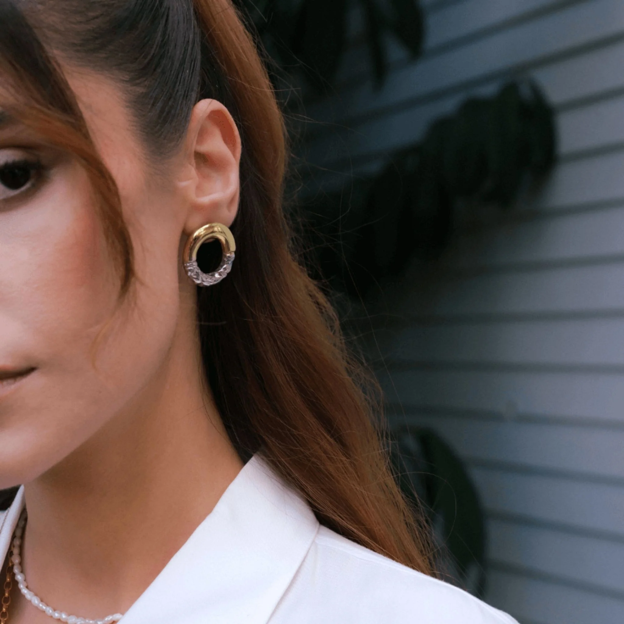 Rety Double Color Oval Earrings - Image 3
