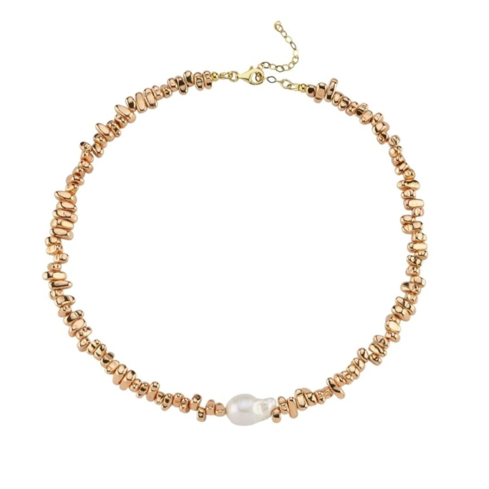Sirius Gold Hematite Necklace with Baroque Pearl
