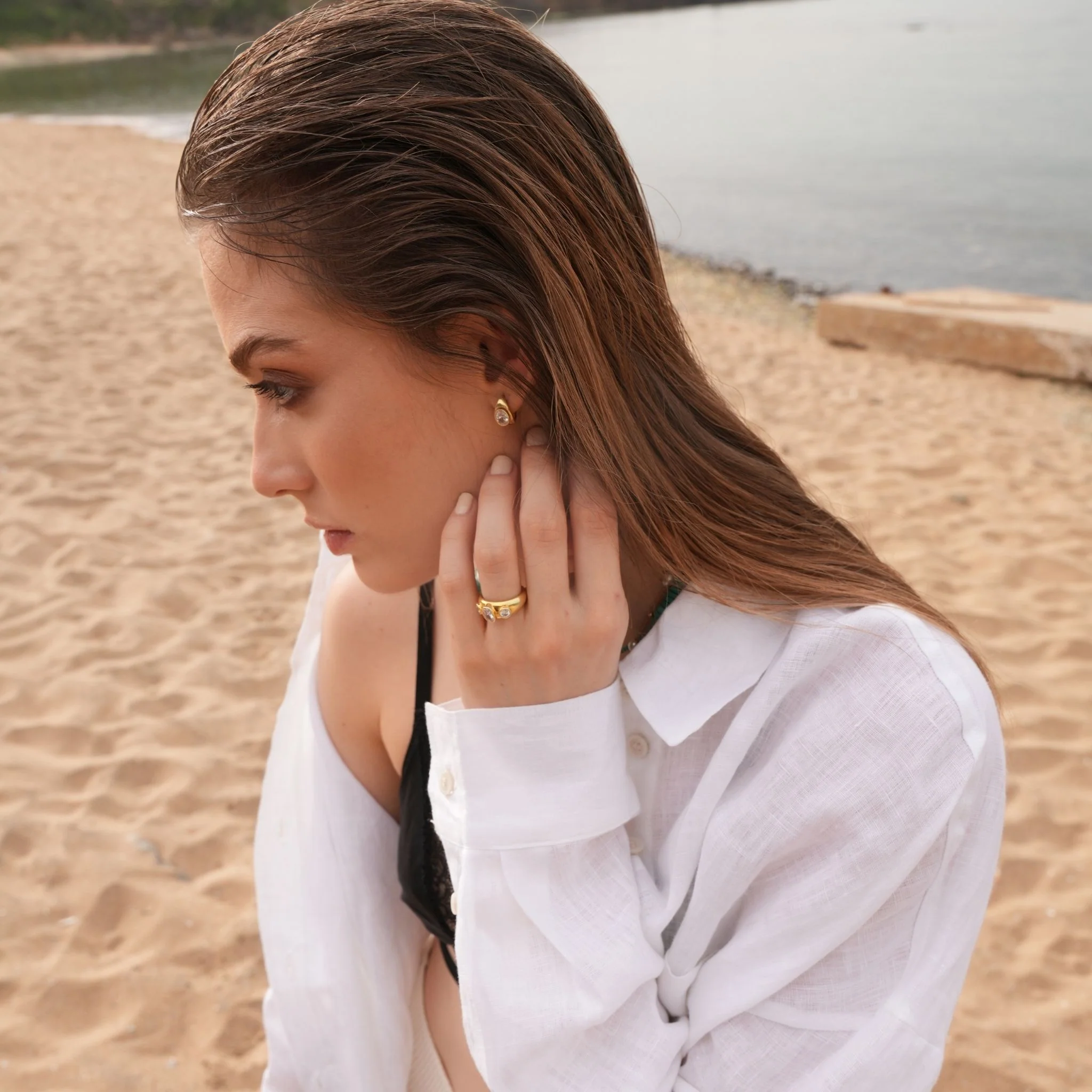 White Stone Signet Ring - Image 3