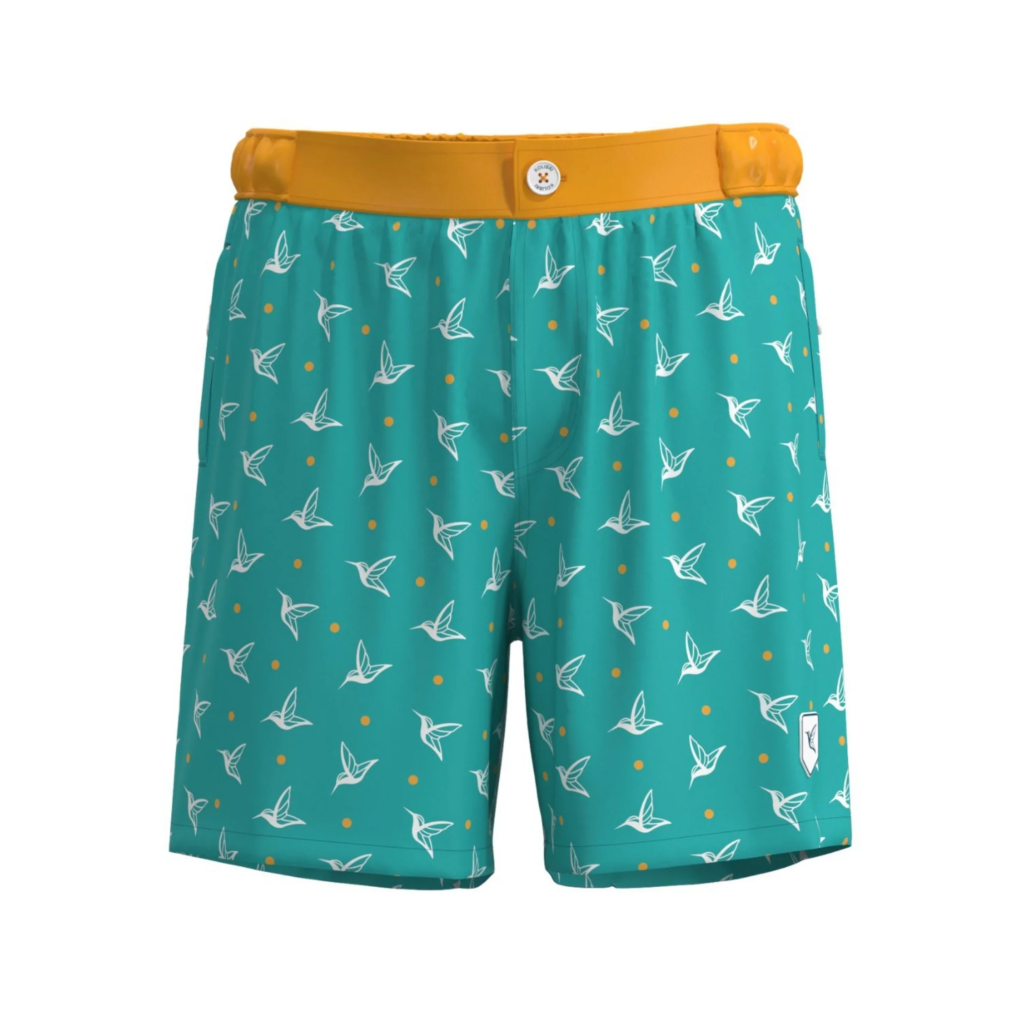 Aquamarine Kolibri Monogram Swim Trunks