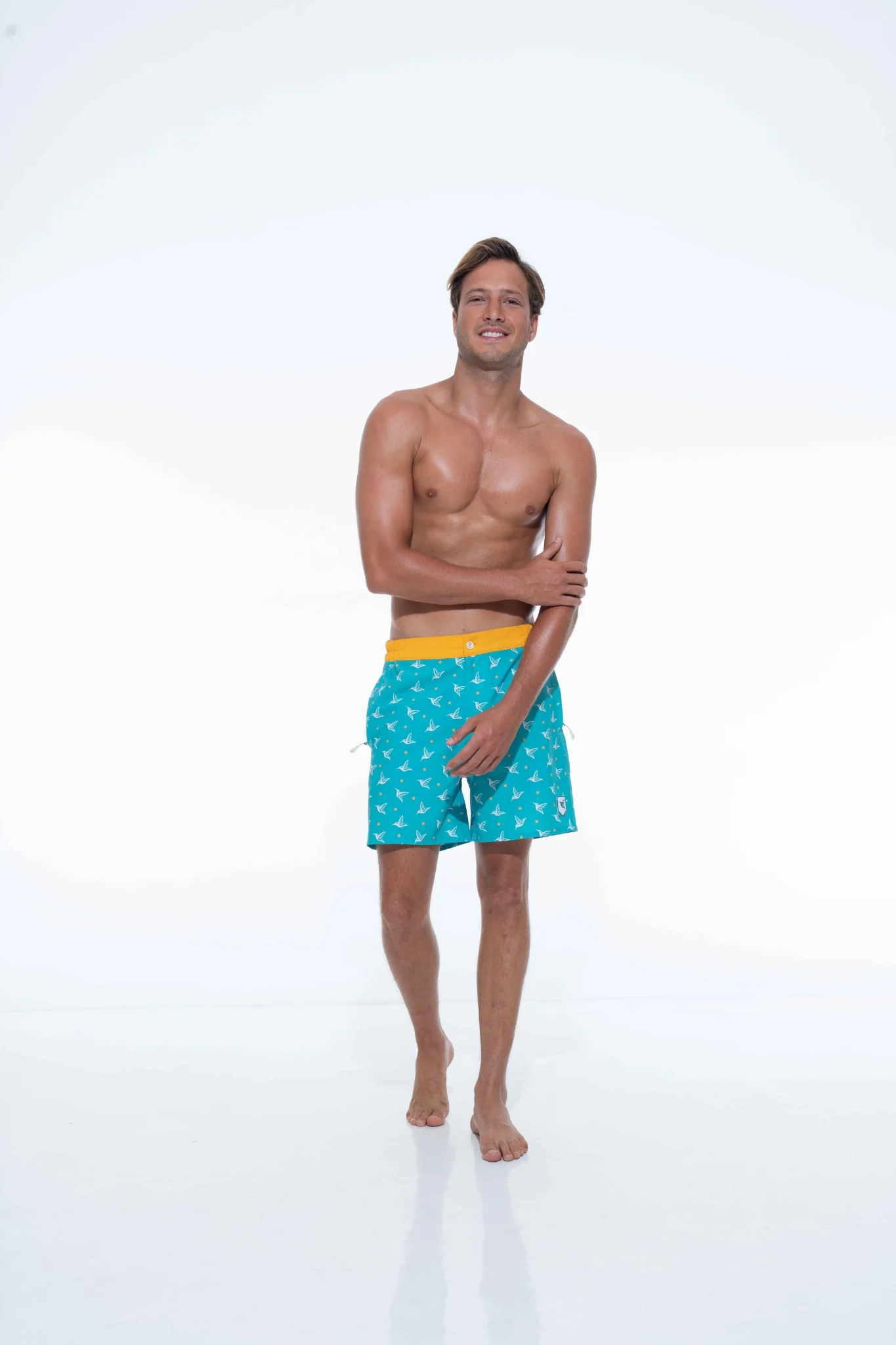 Aquamarine Kolibri Monogram Swim Trunks - Image 2