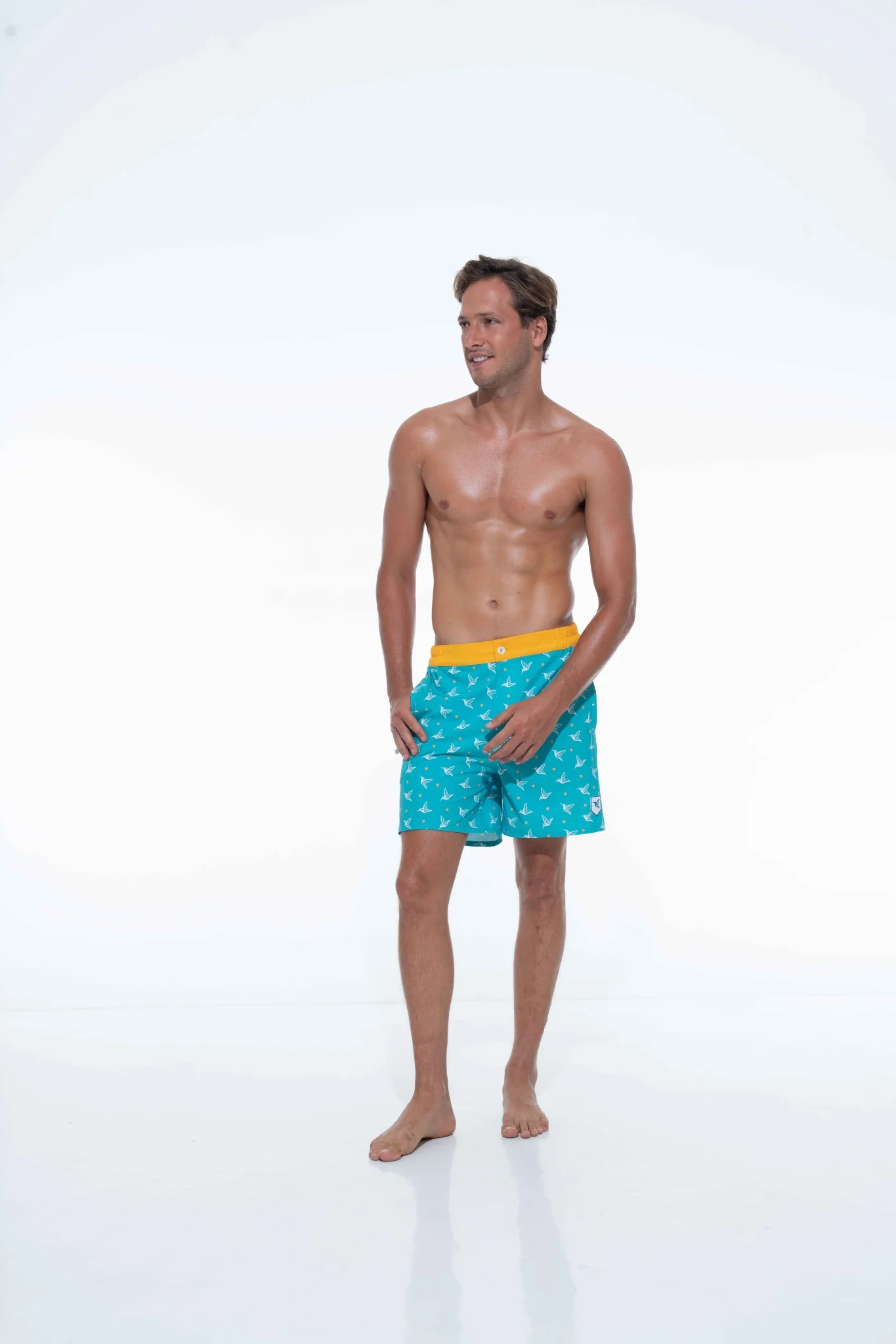 Aquamarine Kolibri Monogram Swim Trunks - Image 4