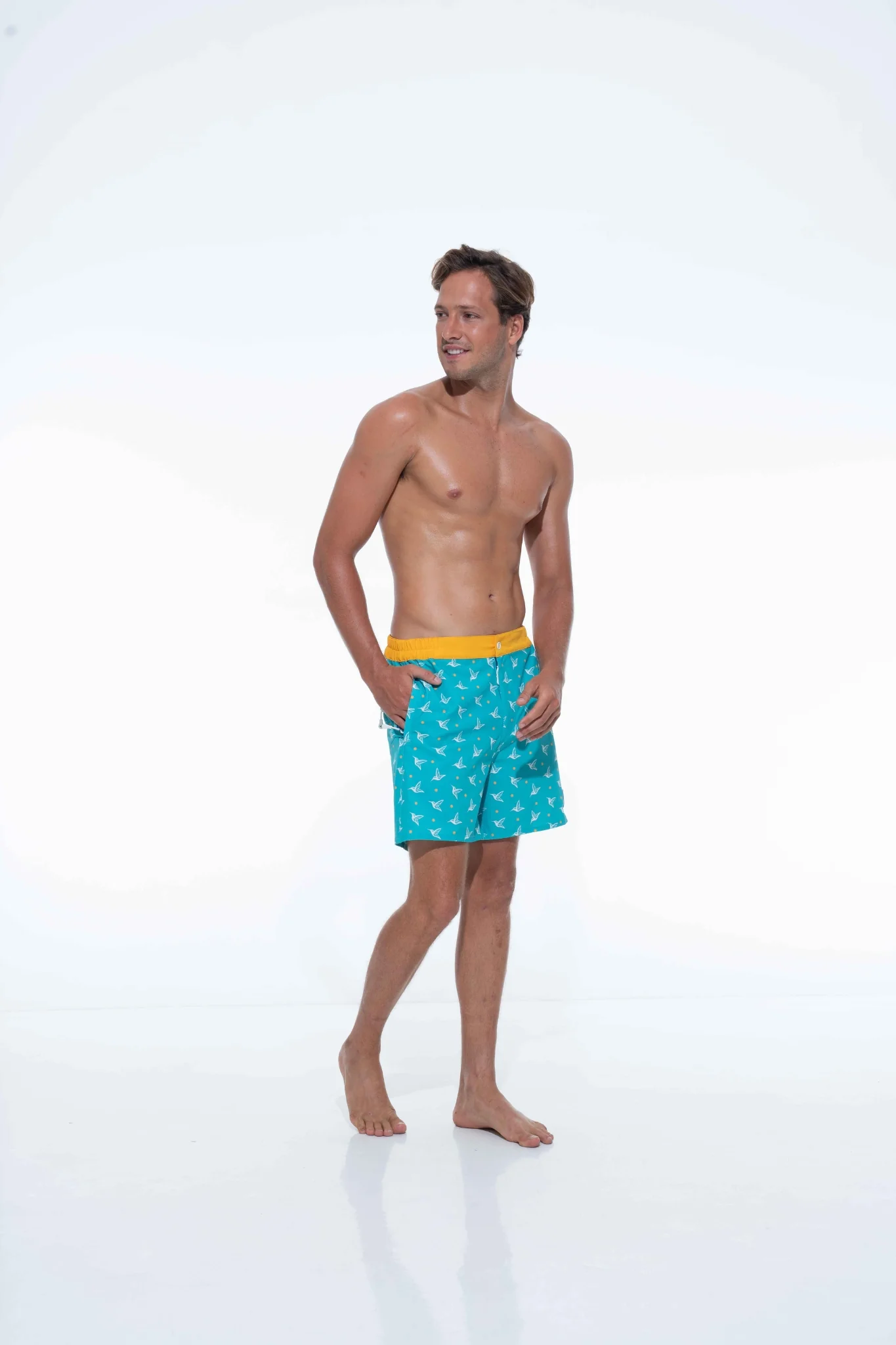 Aquamarine Kolibri Monogram Swim Trunks - Image 5