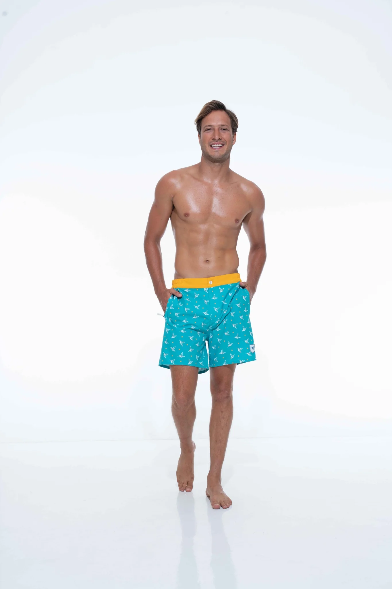 Aquamarine Kolibri Monogram Swim Trunks - Image 6