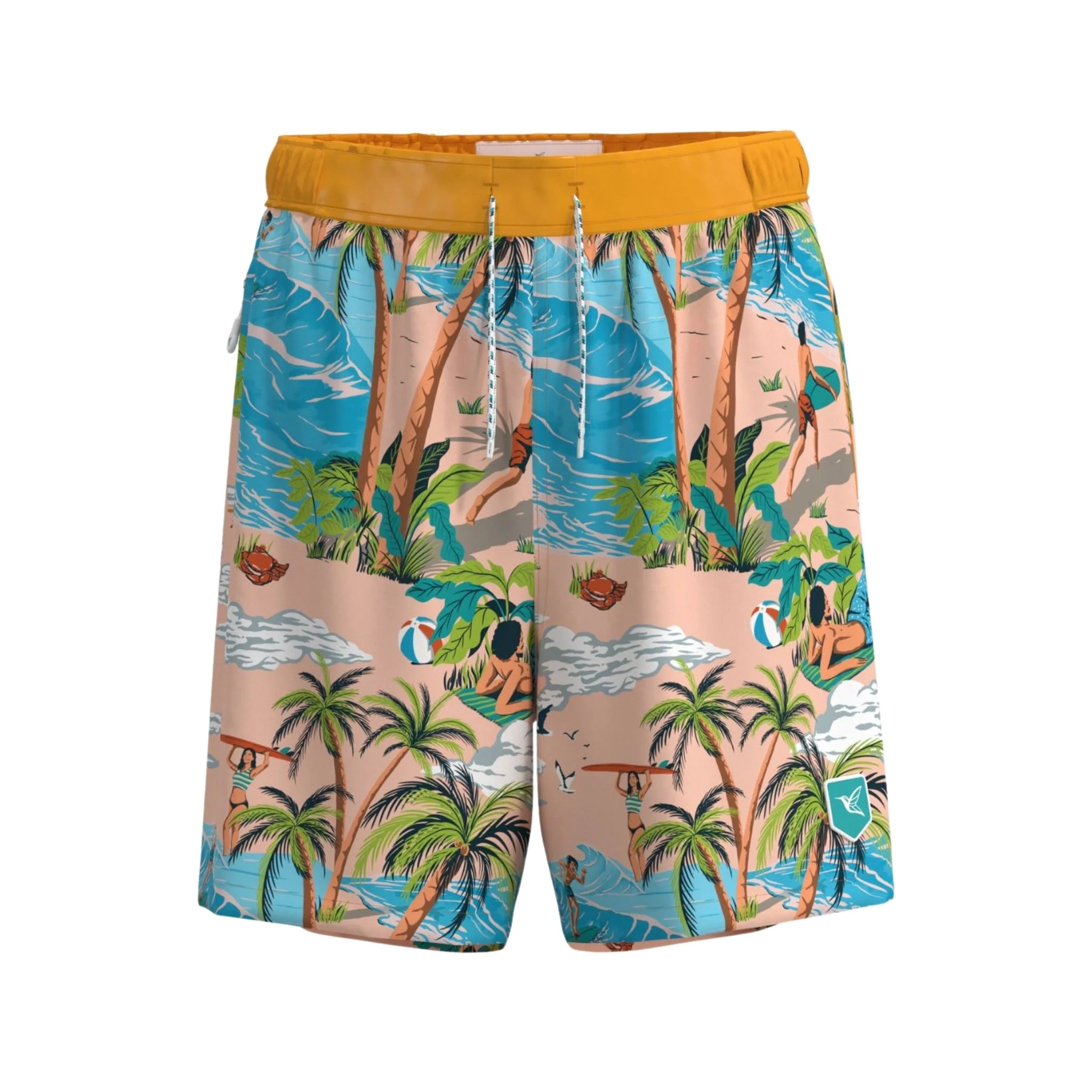 Island Print Eco-Friendly Board Swimshorts