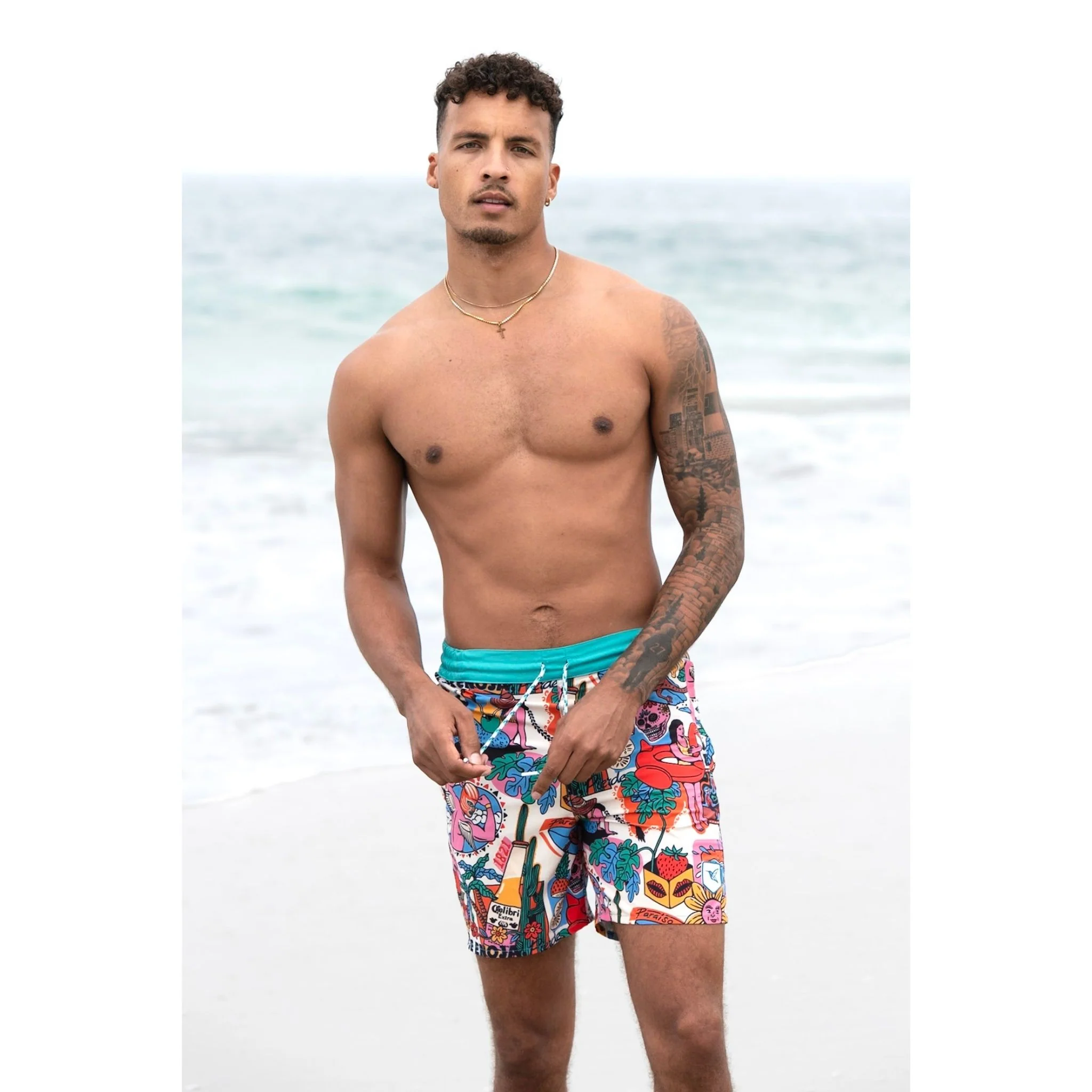 Island Print Eco-Friendly Board Swimshorts - Image 2