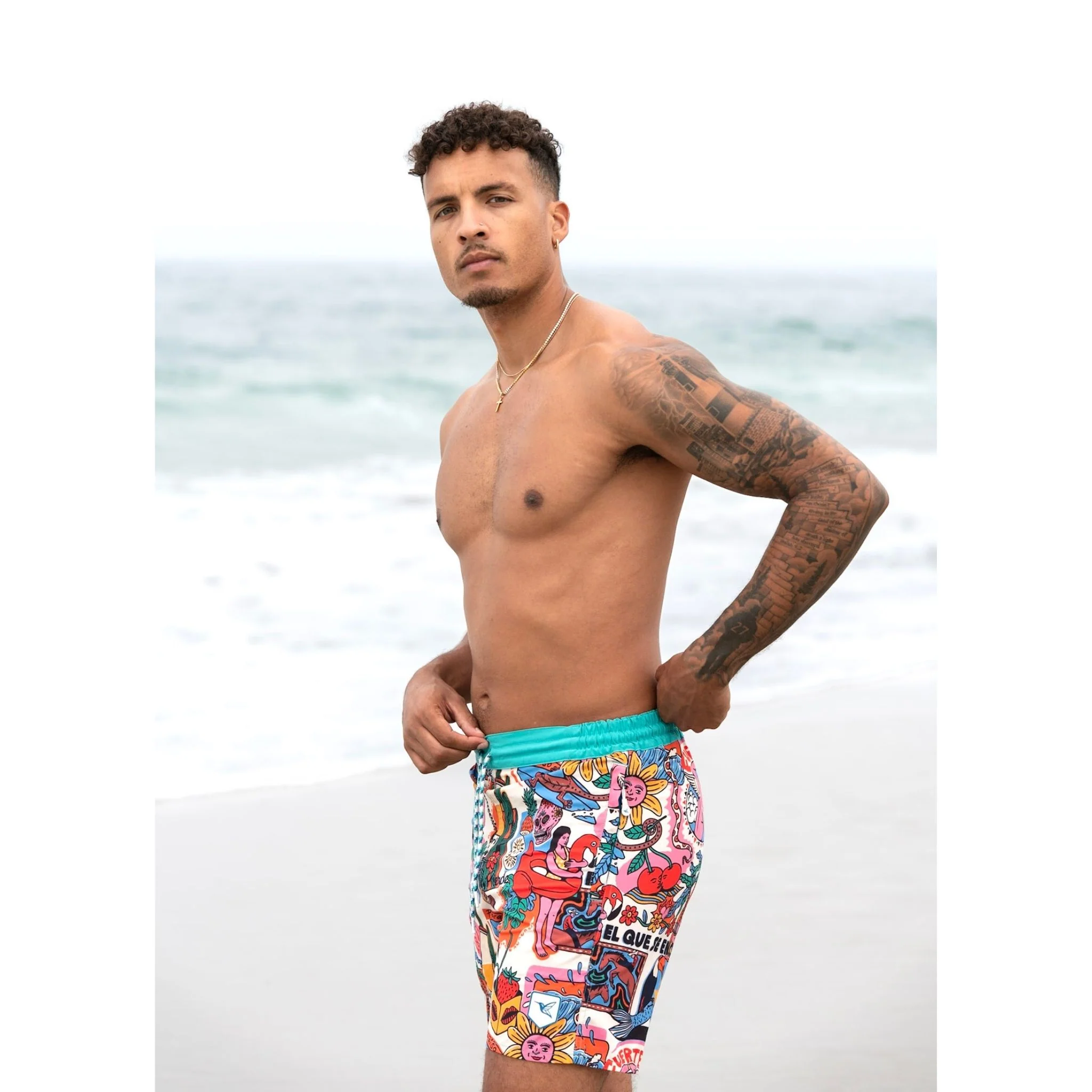 Island Print Eco-Friendly Board Swimshorts - Image 4