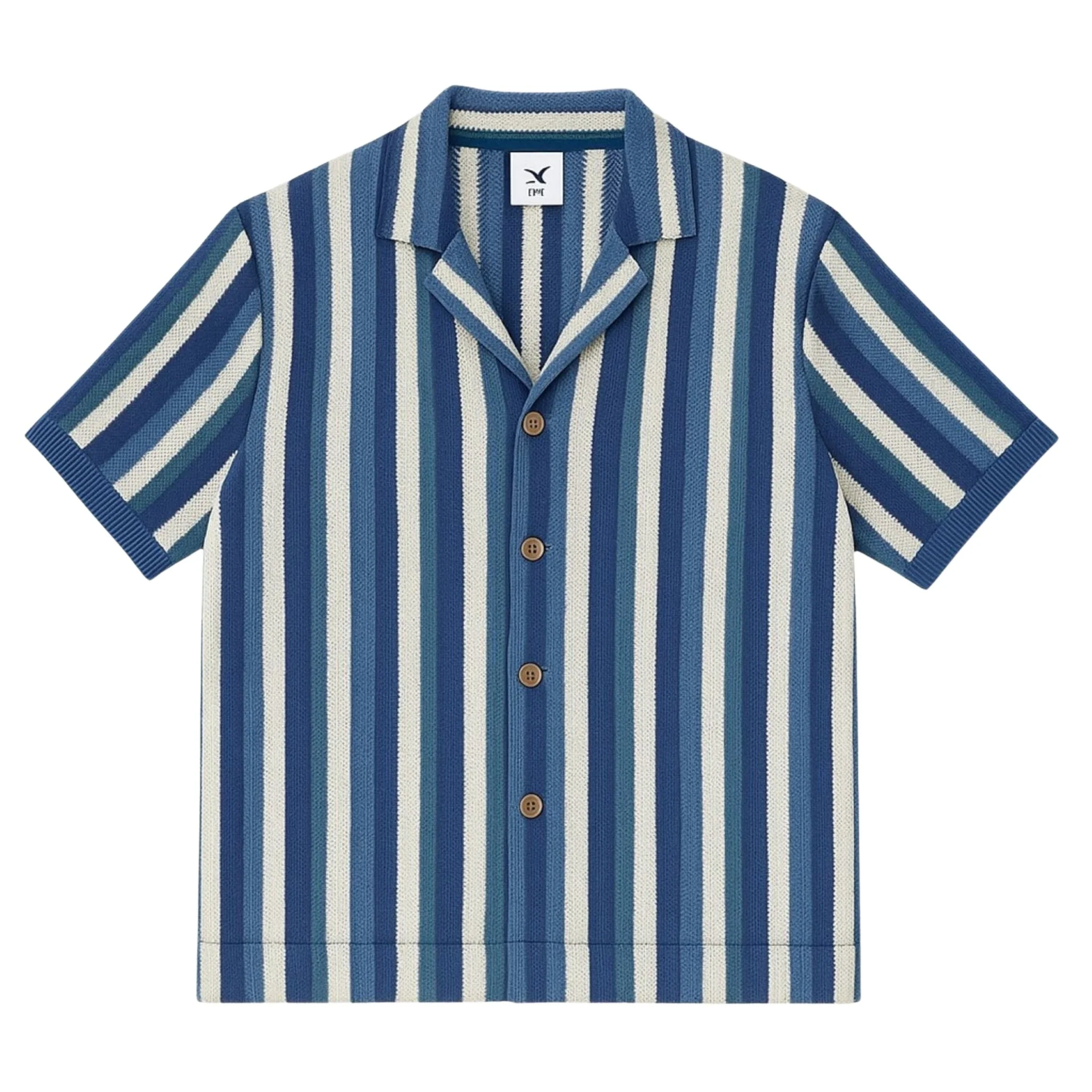 Striped Button-Up Shirt in Midnight Blue & Sage