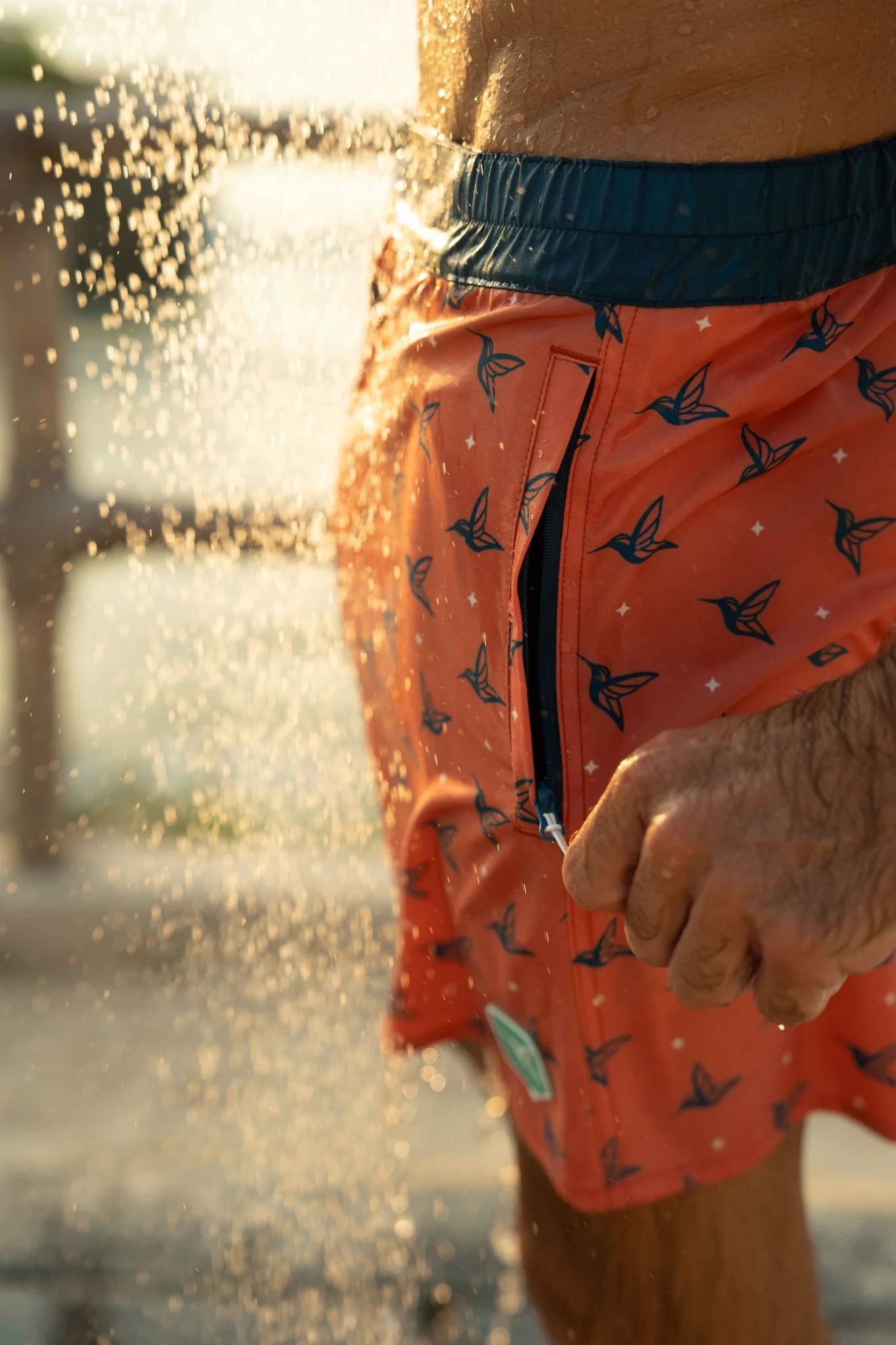 Sunset Orange Kolibri Monogram Swim Trunks - Image 7
