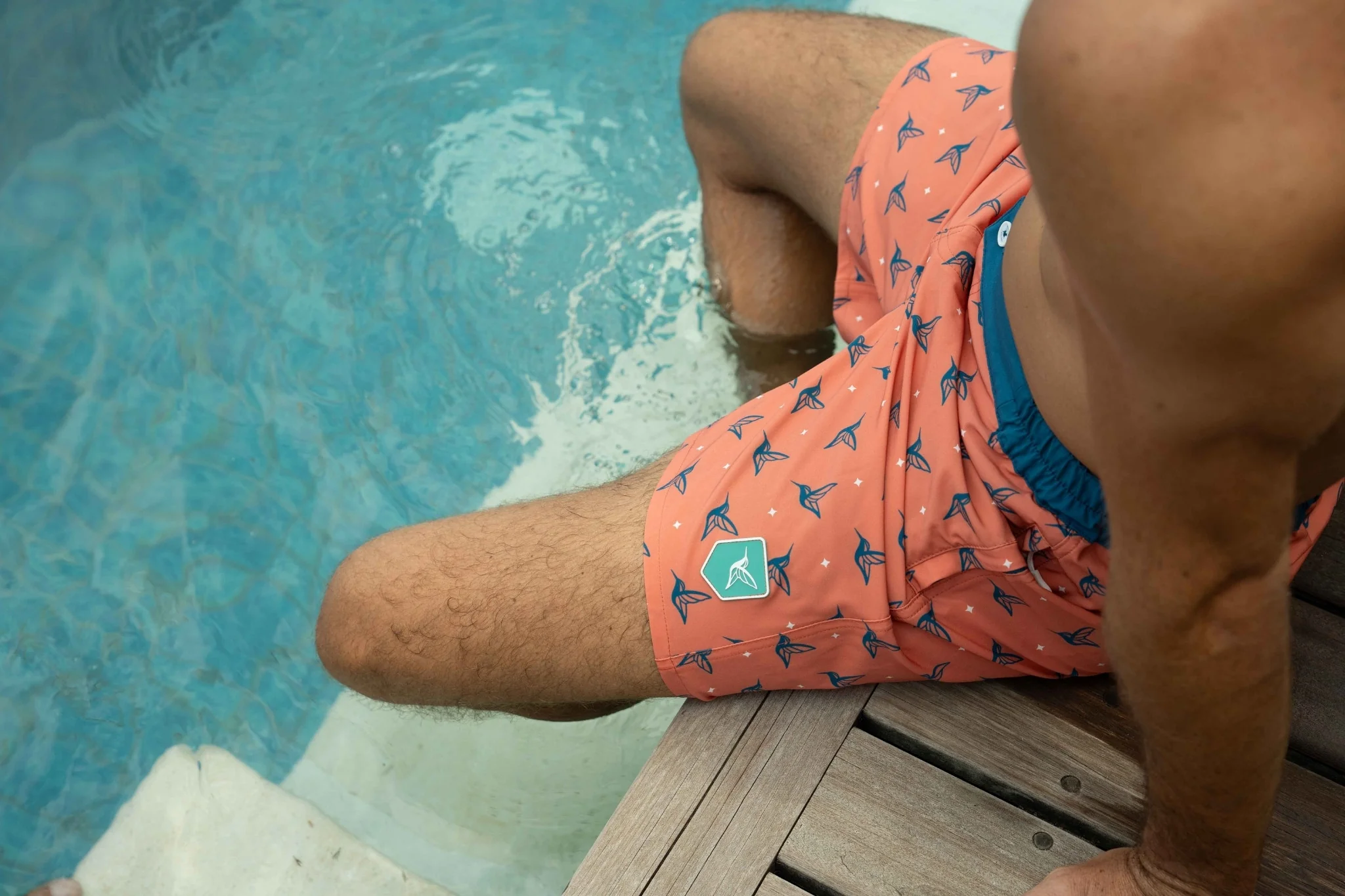 Sunset Orange Kolibri Monogram Swim Trunks - Image 8