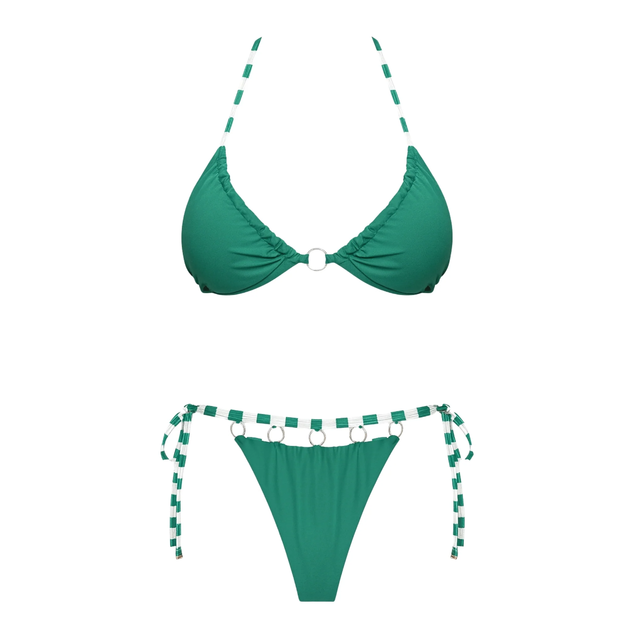Turquoise String Bikini Set with Metal Rings