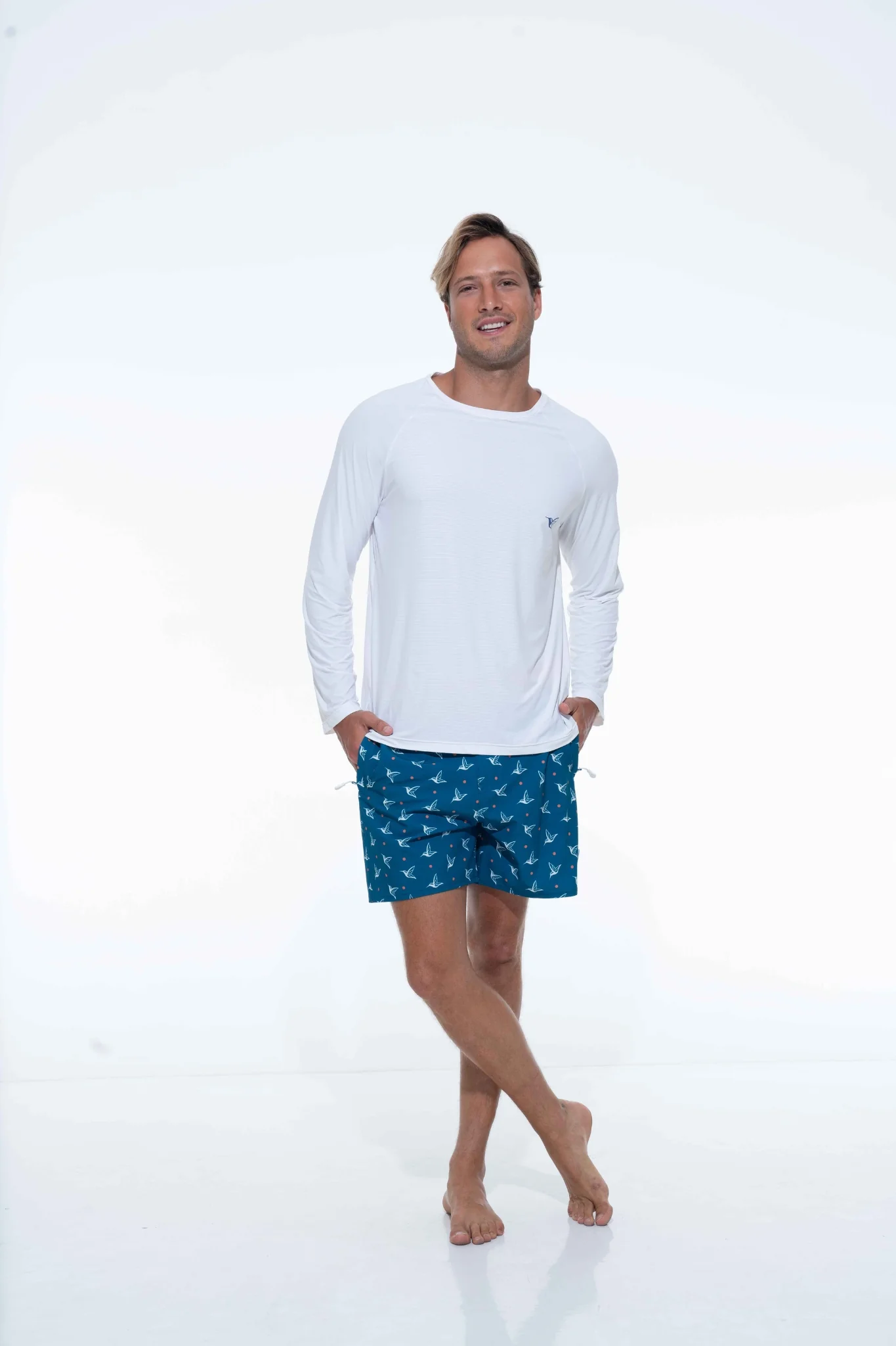 White Ultralight Long-Sleeve UPF Shirt With UV Protection - Image 6