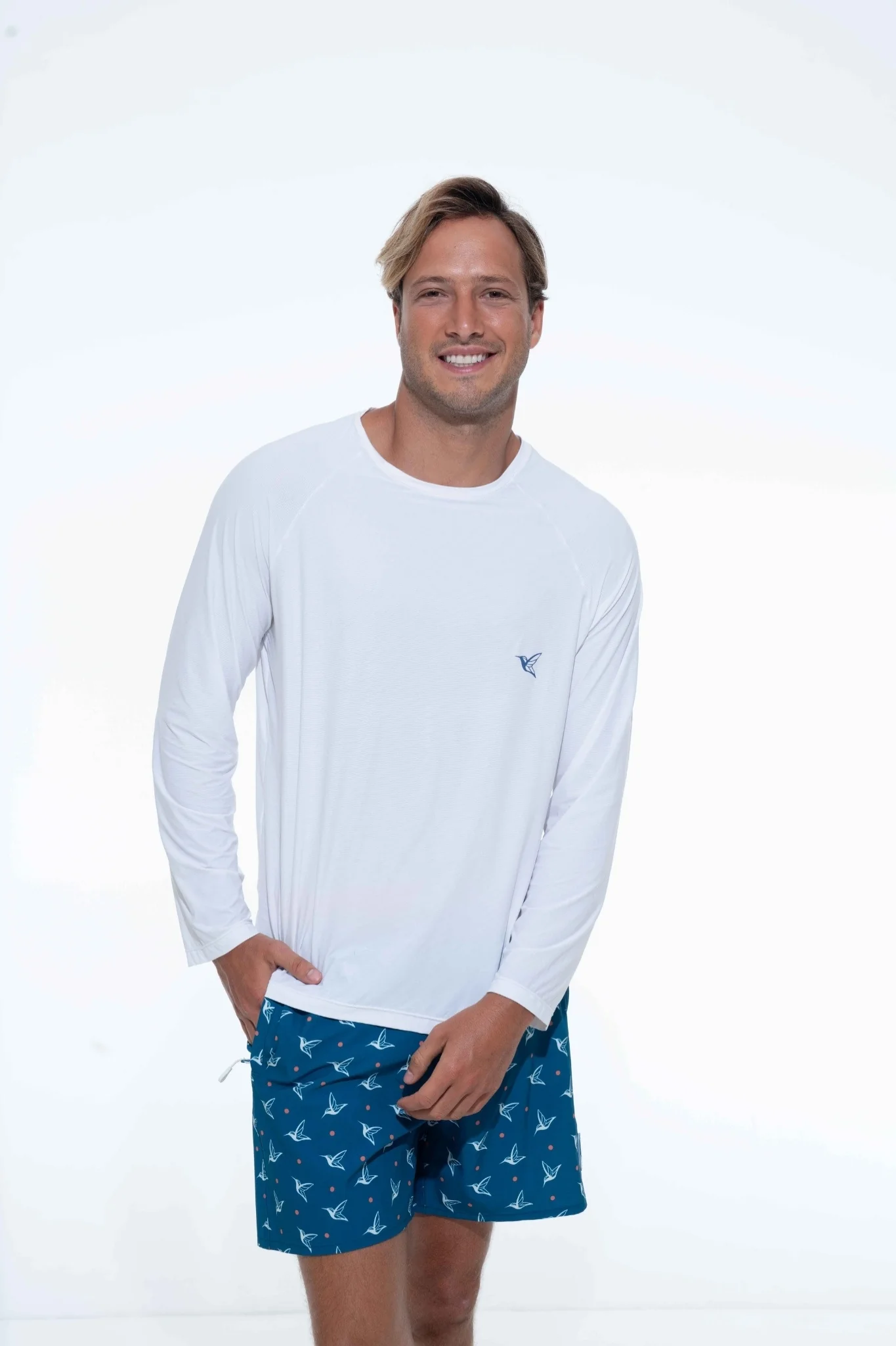 White Ultralight Long-Sleeve UPF Shirt With UV Protection - Image 7