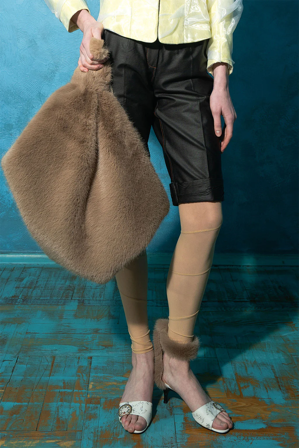 Beige Mesh Spiral Leggings - Image 3