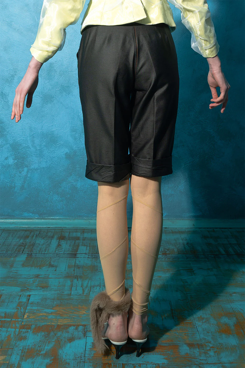 Beige Mesh Spiral Leggings - Image 4