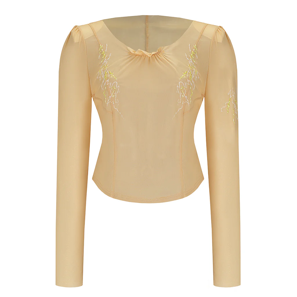 Beige Mesh Top