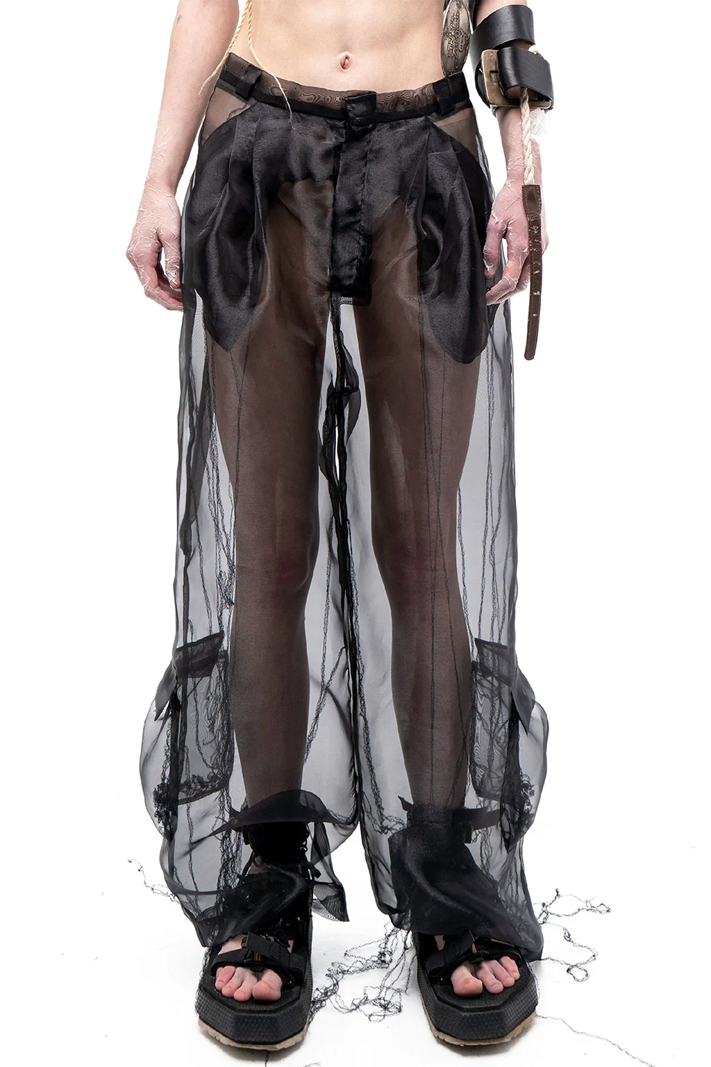 Black Organza Cargo Pants - Image 4