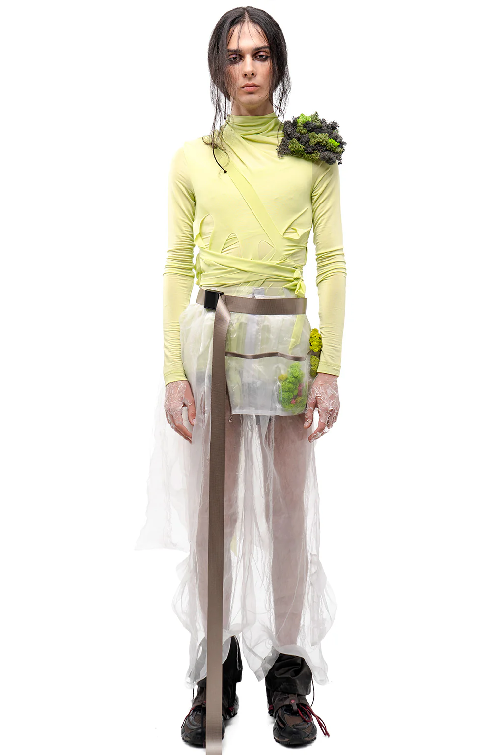 White Organza Cargo Pants - Image 4