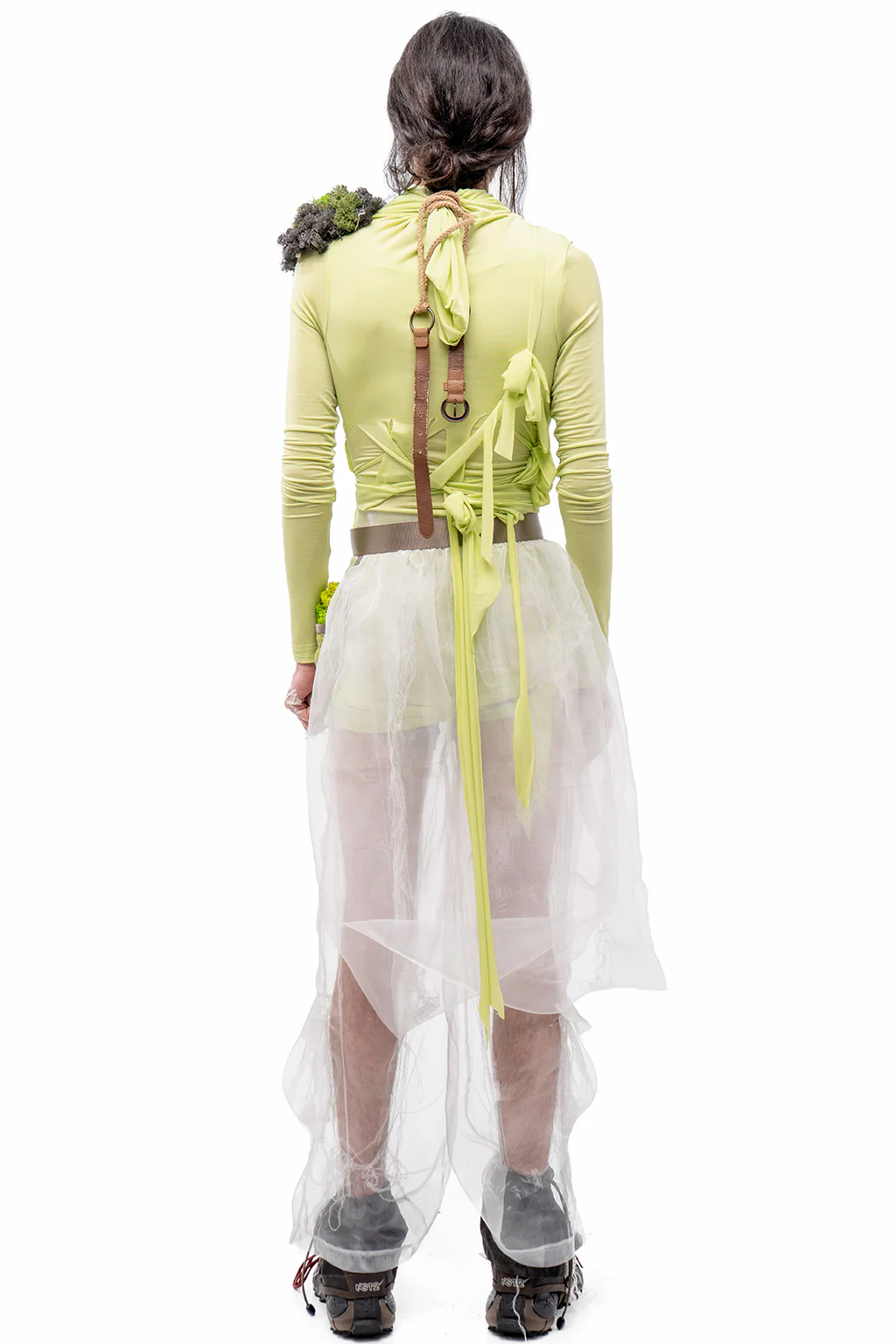 White Organza Cargo Pants - Image 5