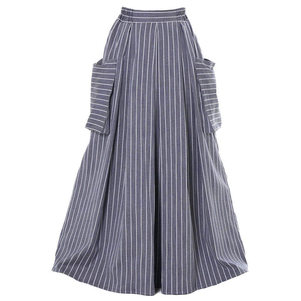 Maxi Striped Denim Skirt