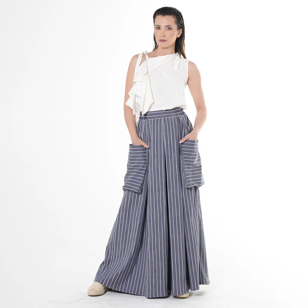 Maxi Striped Denim Skirt - Image 2