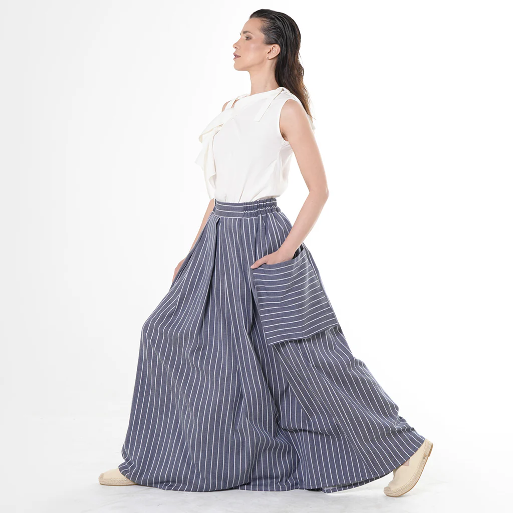 Maxi Striped Denim Skirt - Image 3