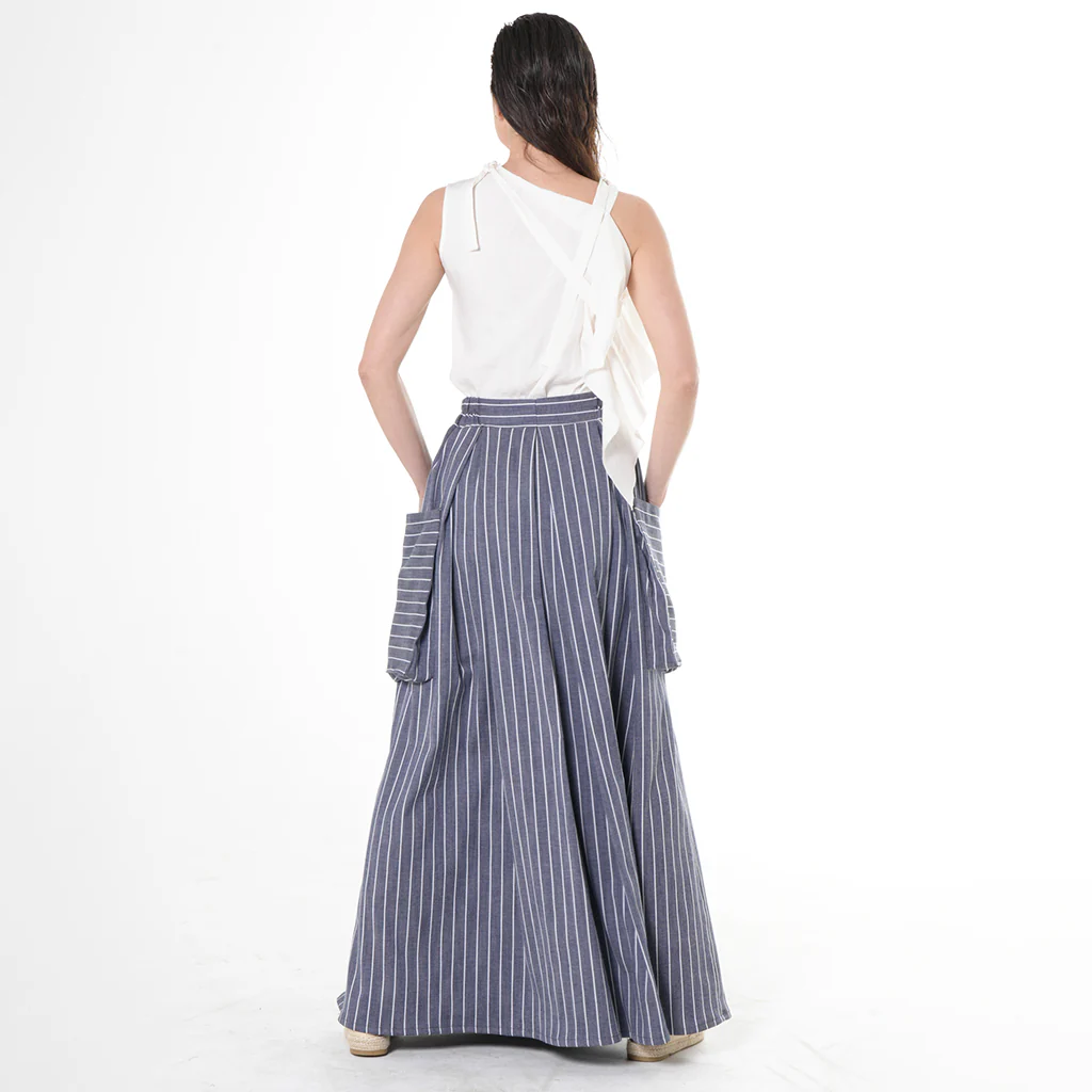 Maxi Striped Denim Skirt - Image 4